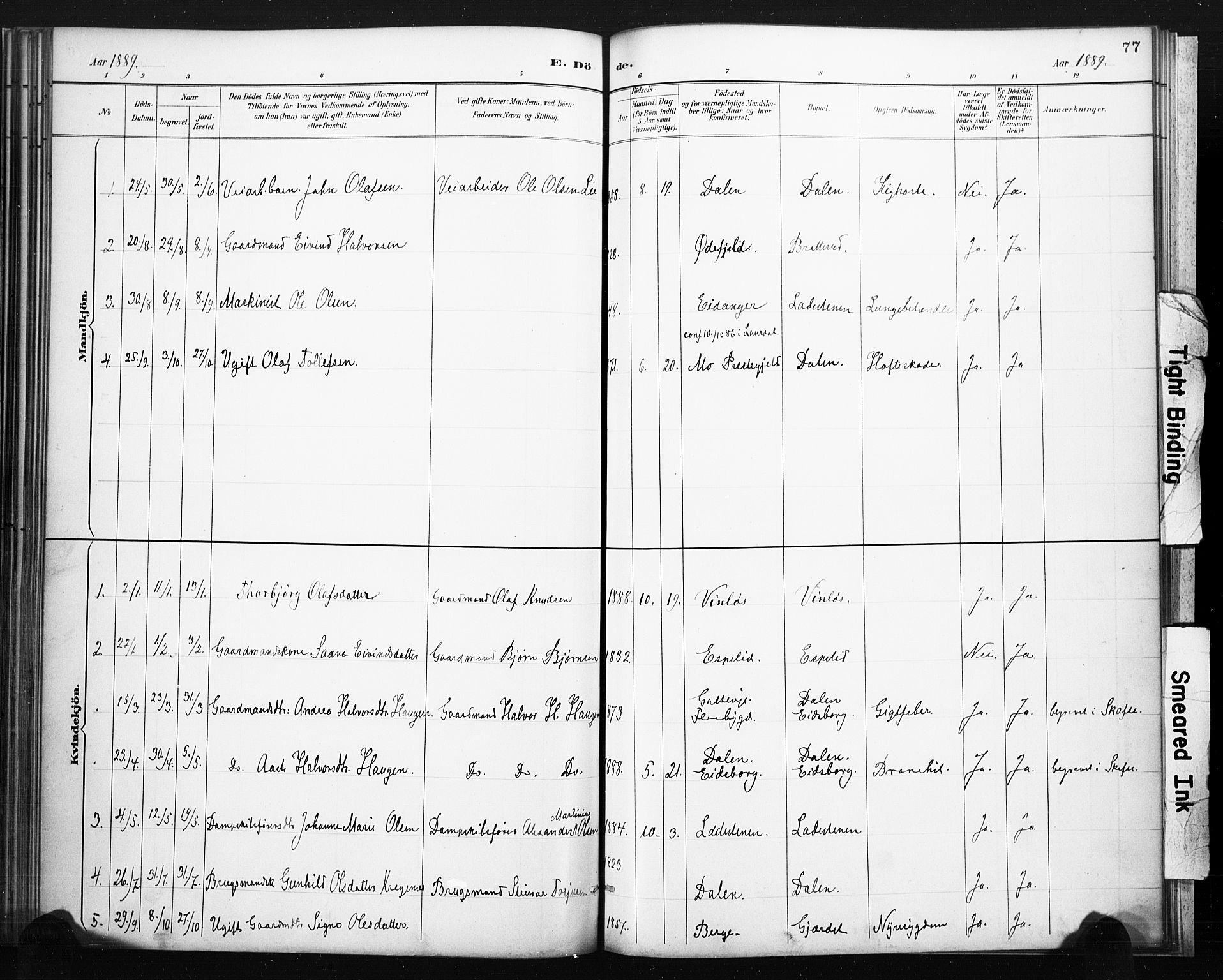 Lårdal kirkebøker, SAKO/A-284/F/Fb/L0002: Parish register (official) no. II 2, 1887-1918, p. 77