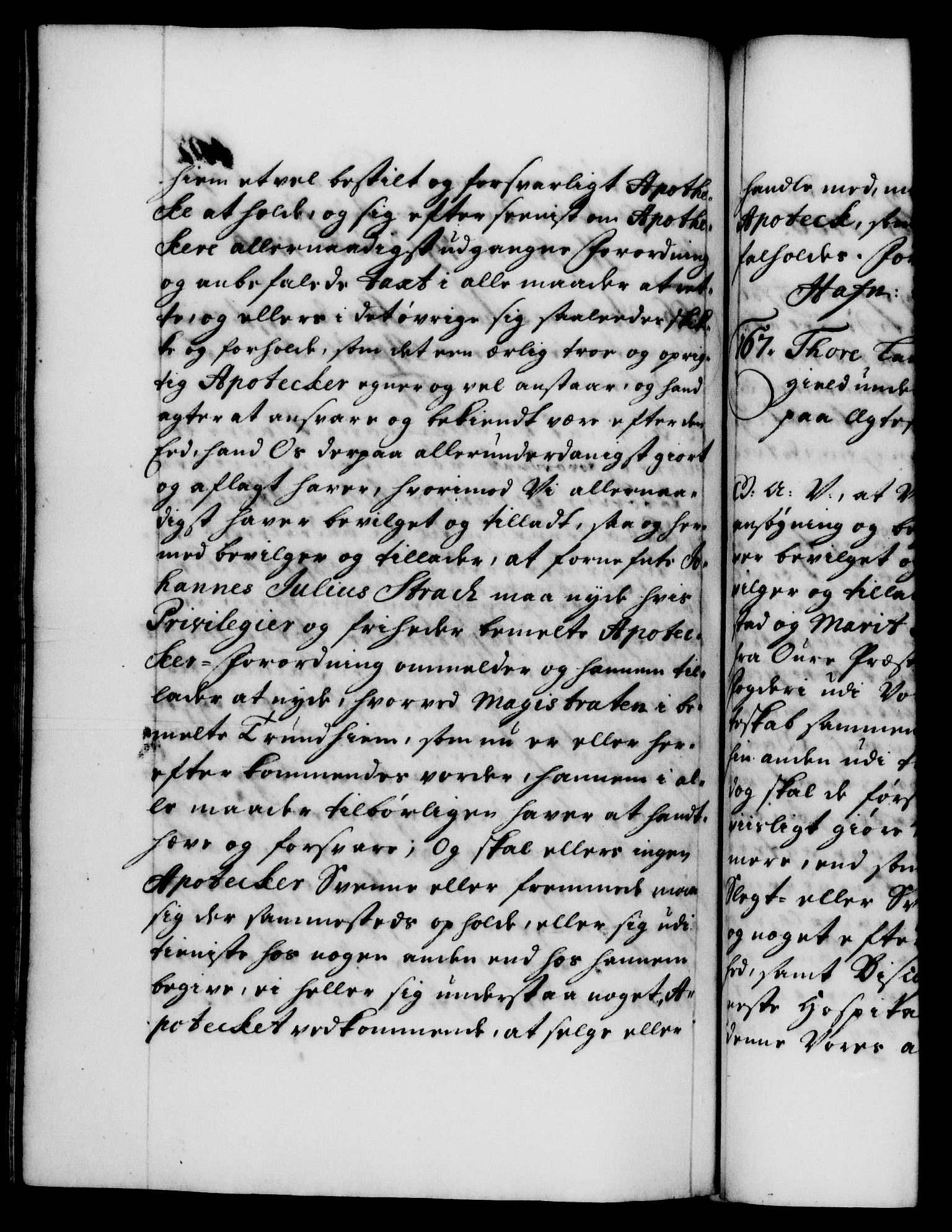 Danske Kanselli 1572-1799, AV/RA-EA-3023/F/Fc/Fca/Fcaa/L0019: Norske registre, 1704-1707, p. 401b