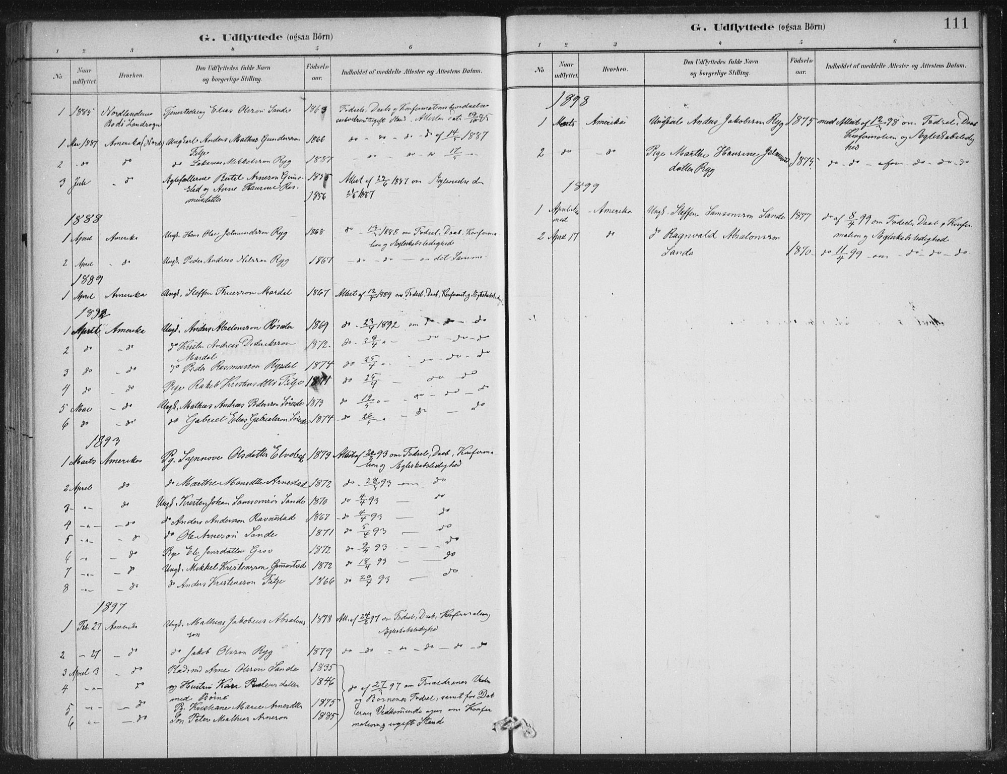 Gloppen sokneprestembete, SAB/A-80101/H/Haa/Haad/L0001: Parish register (official) no. D  1, 1885-1910, p. 111