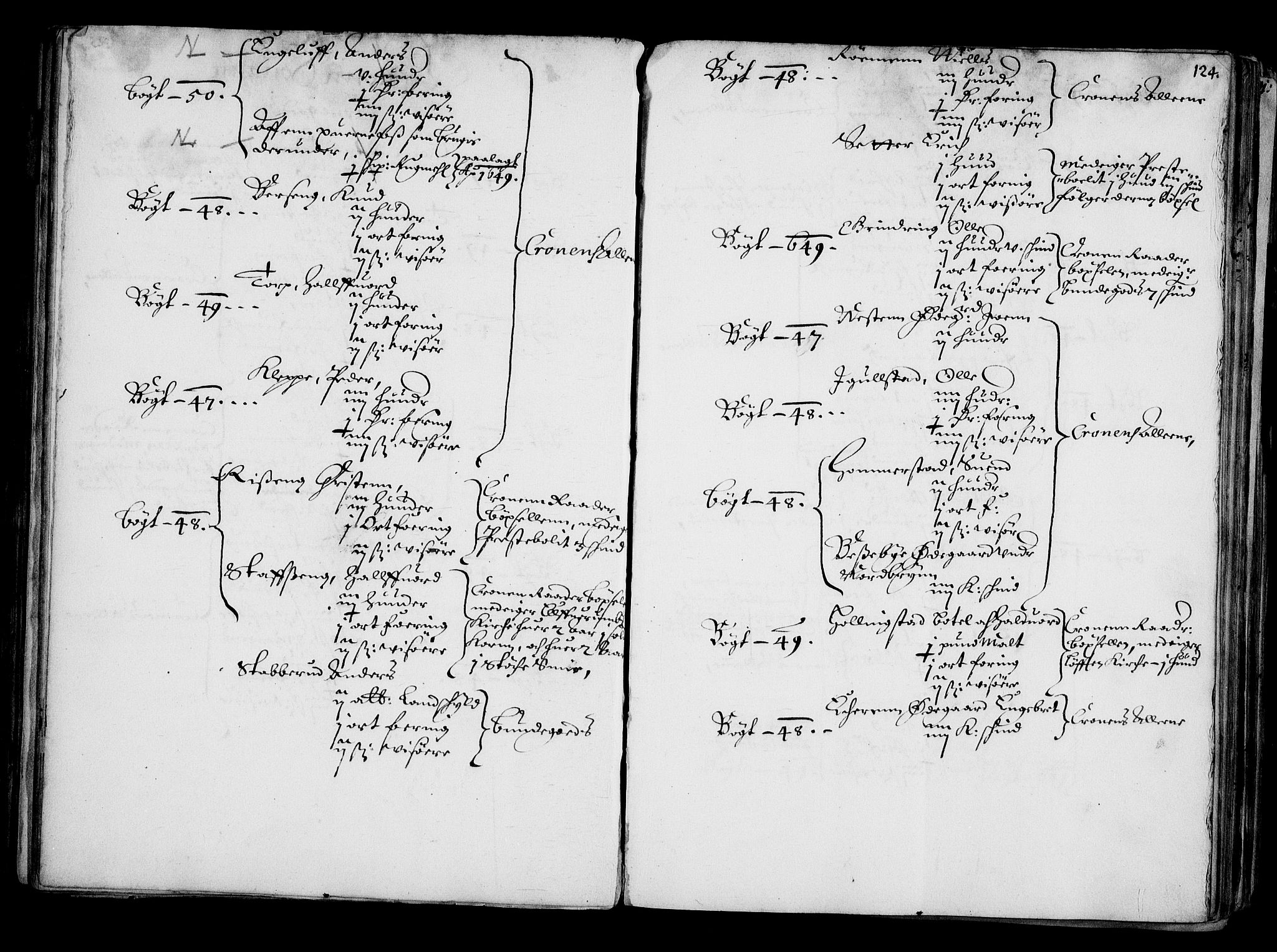 Rentekammeret inntil 1814, Realistisk ordnet avdeling, RA/EA-4070/N/Na/L0001: [XI f]: Akershus stifts jordebok, 1652, p. 123b-124a