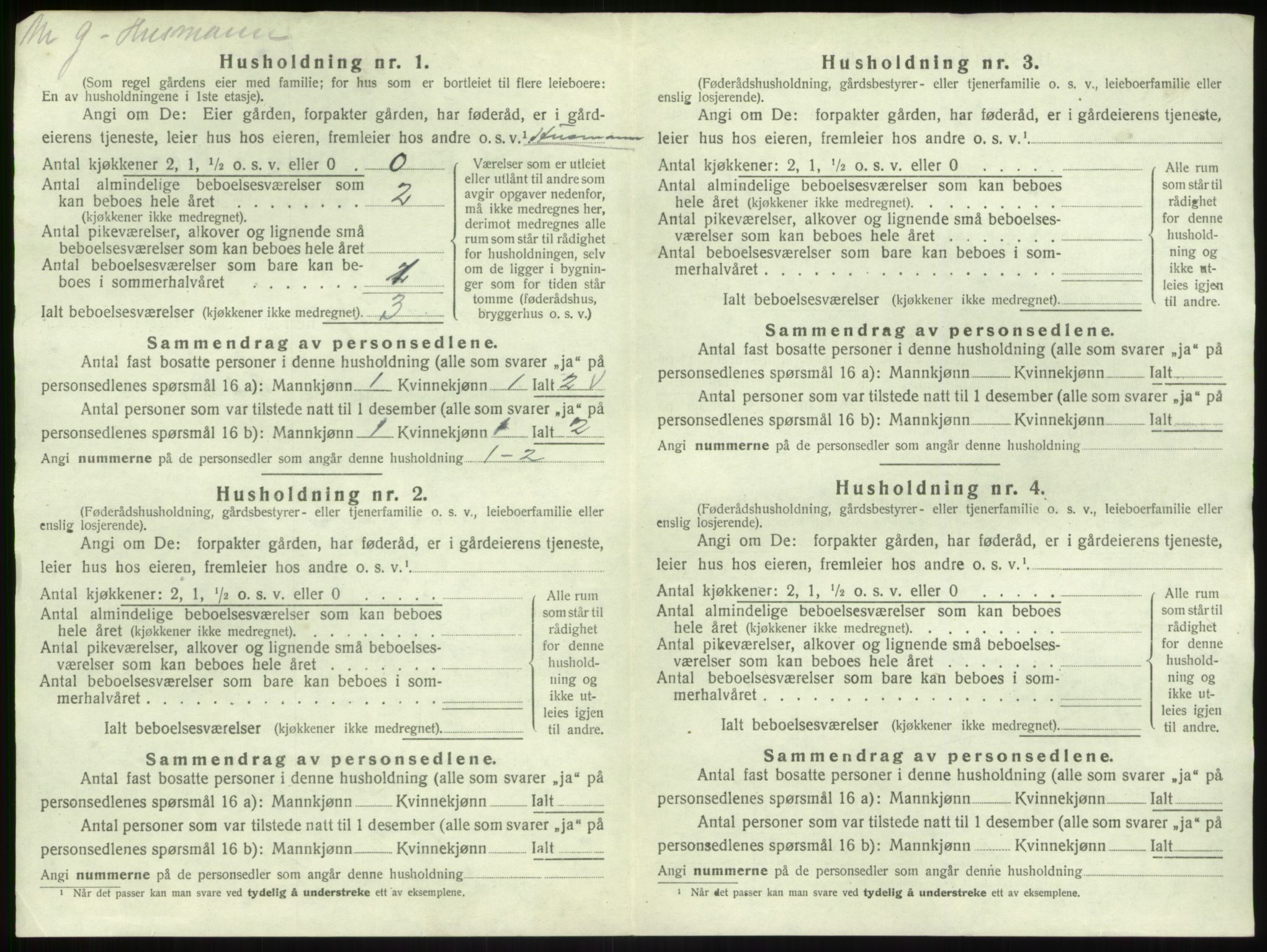 SAB, 1920 census for Hyllestad, 1920, p. 52