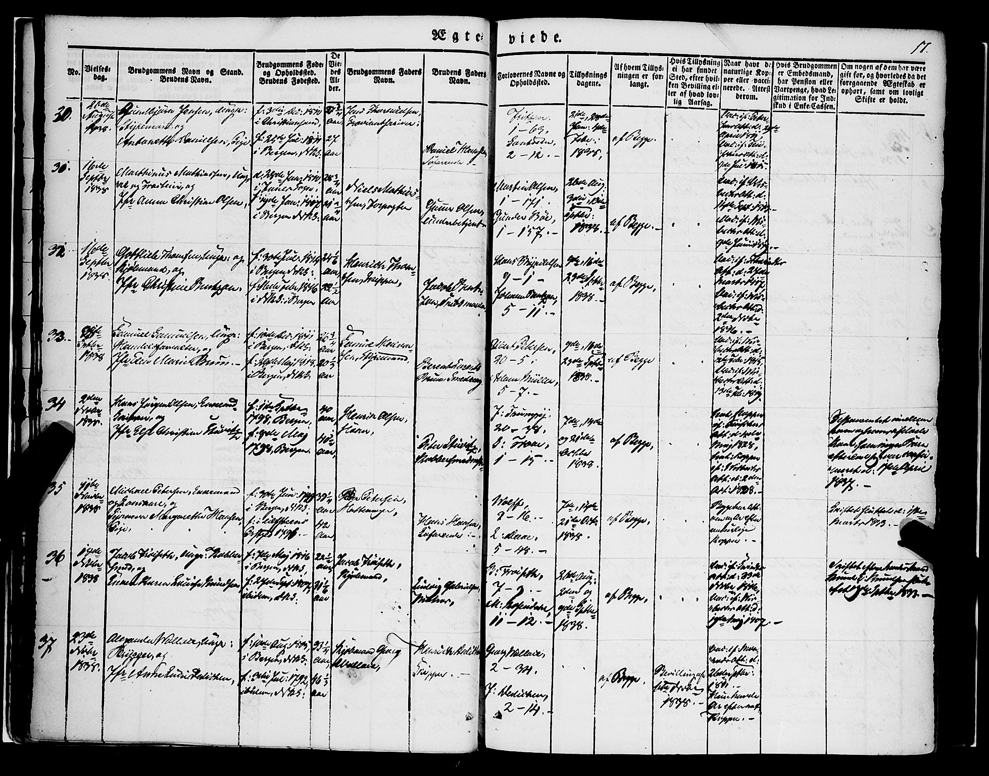 Nykirken Sokneprestembete, AV/SAB-A-77101/H/Haa/L0031: Parish register (official) no. D 1, 1834-1861, p. 17