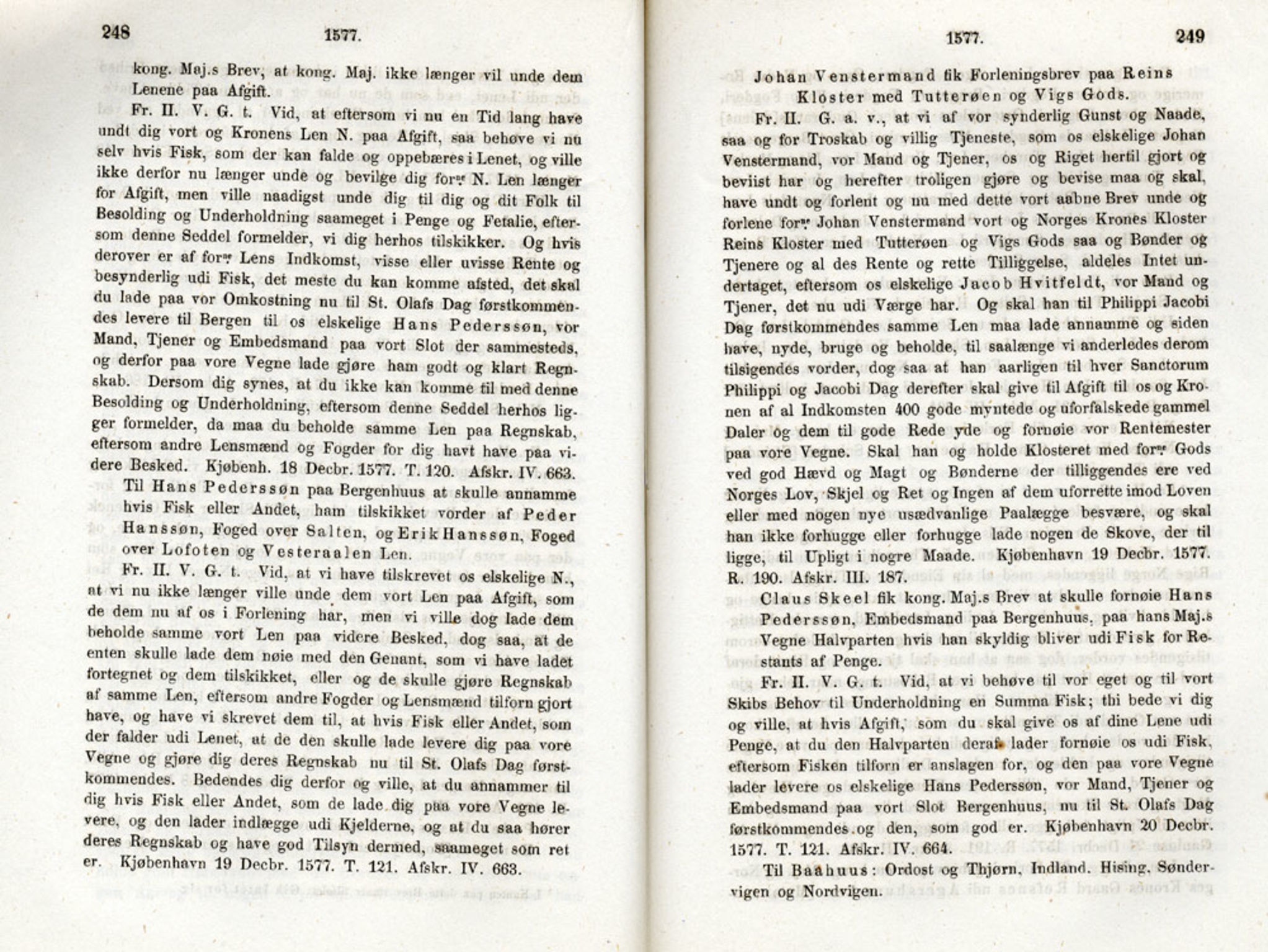 Publikasjoner utgitt av Det Norske Historiske Kildeskriftfond, PUBL/-/-/-: Norske Rigs-Registranter, bind 2, 1572-1588, p. 248-249