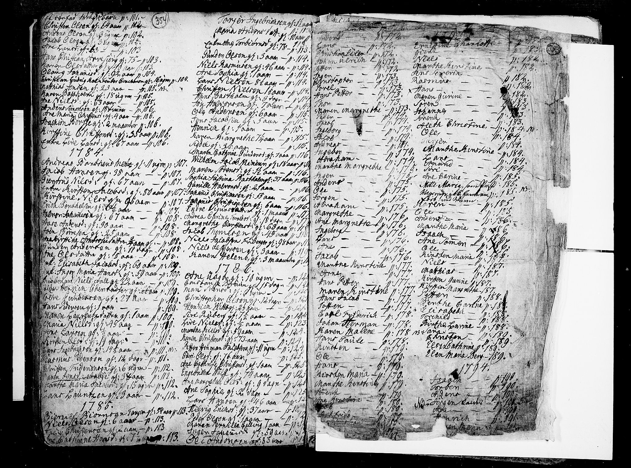 Porsgrunn kirkebøker , SAKO/A-104/F/Fa/L0002: Parish register (official) no. 2, 1764-1814, p. 354-355