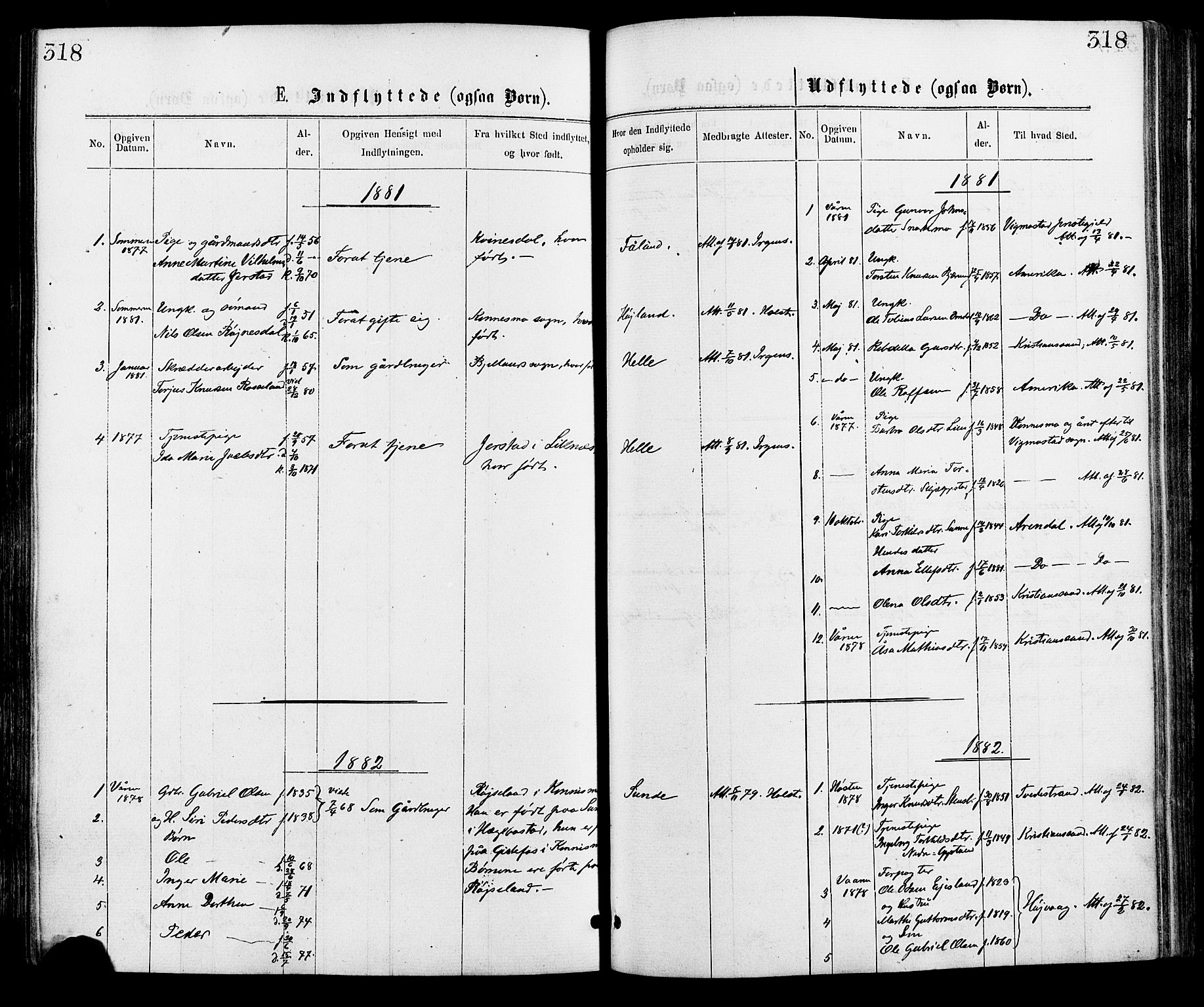 Hægebostad sokneprestkontor, AV/SAK-1111-0024/F/Fa/Faa/L0005: Parish register (official) no. A 5, 1864-1886, p. 318