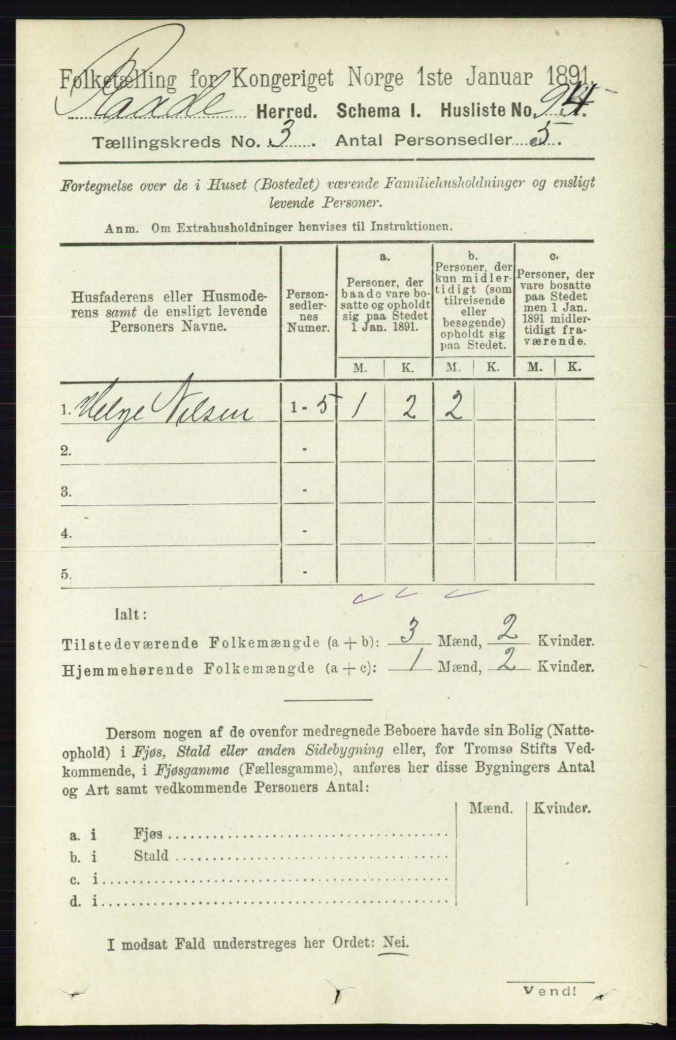 RA, 1891 census for 0135 Råde, 1891, p. 1200