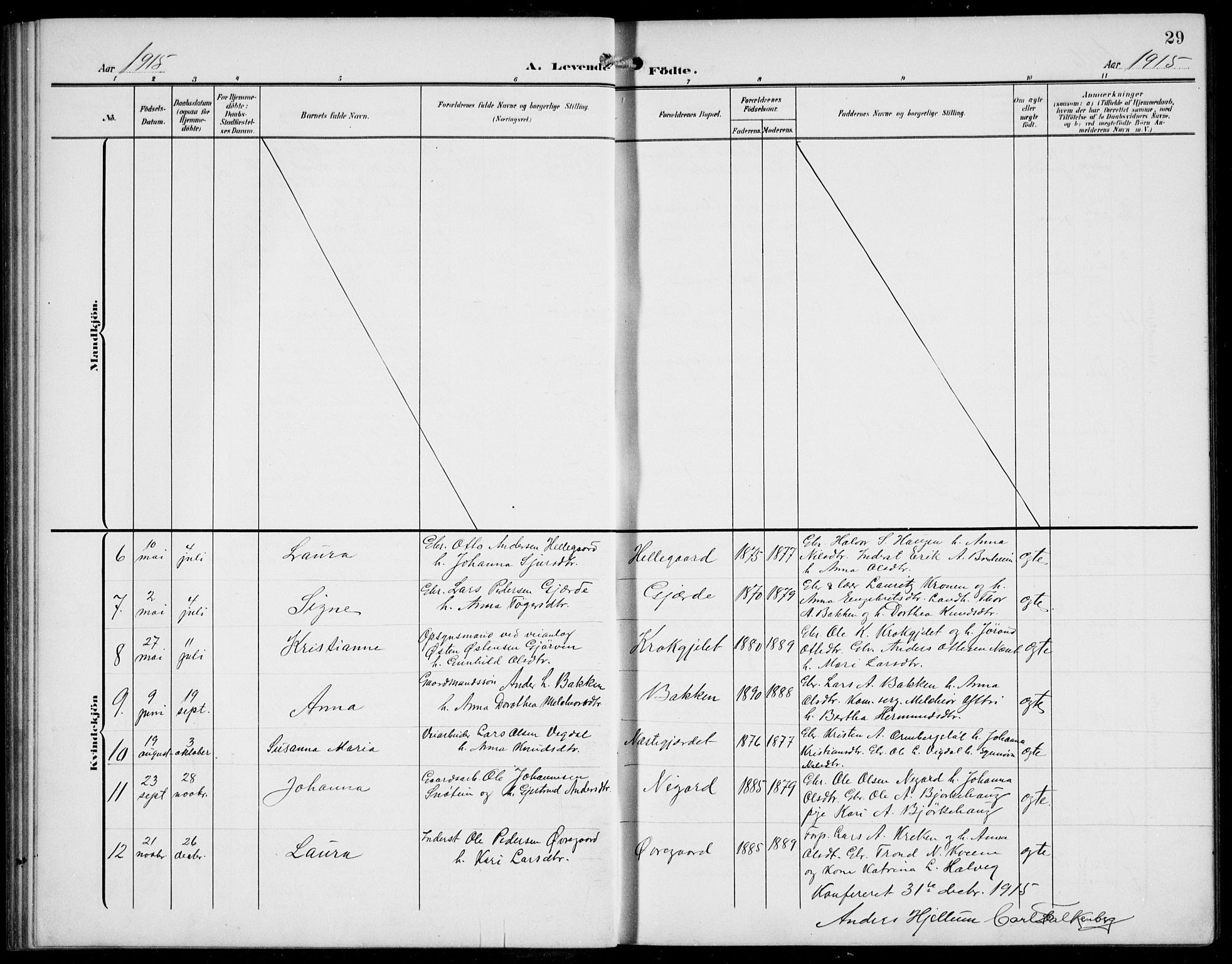 Jostedal sokneprestembete, AV/SAB-A-80601/H/Hab/Haba/L0002: Parish register (copy) no. A 2, 1907-1931, p. 29