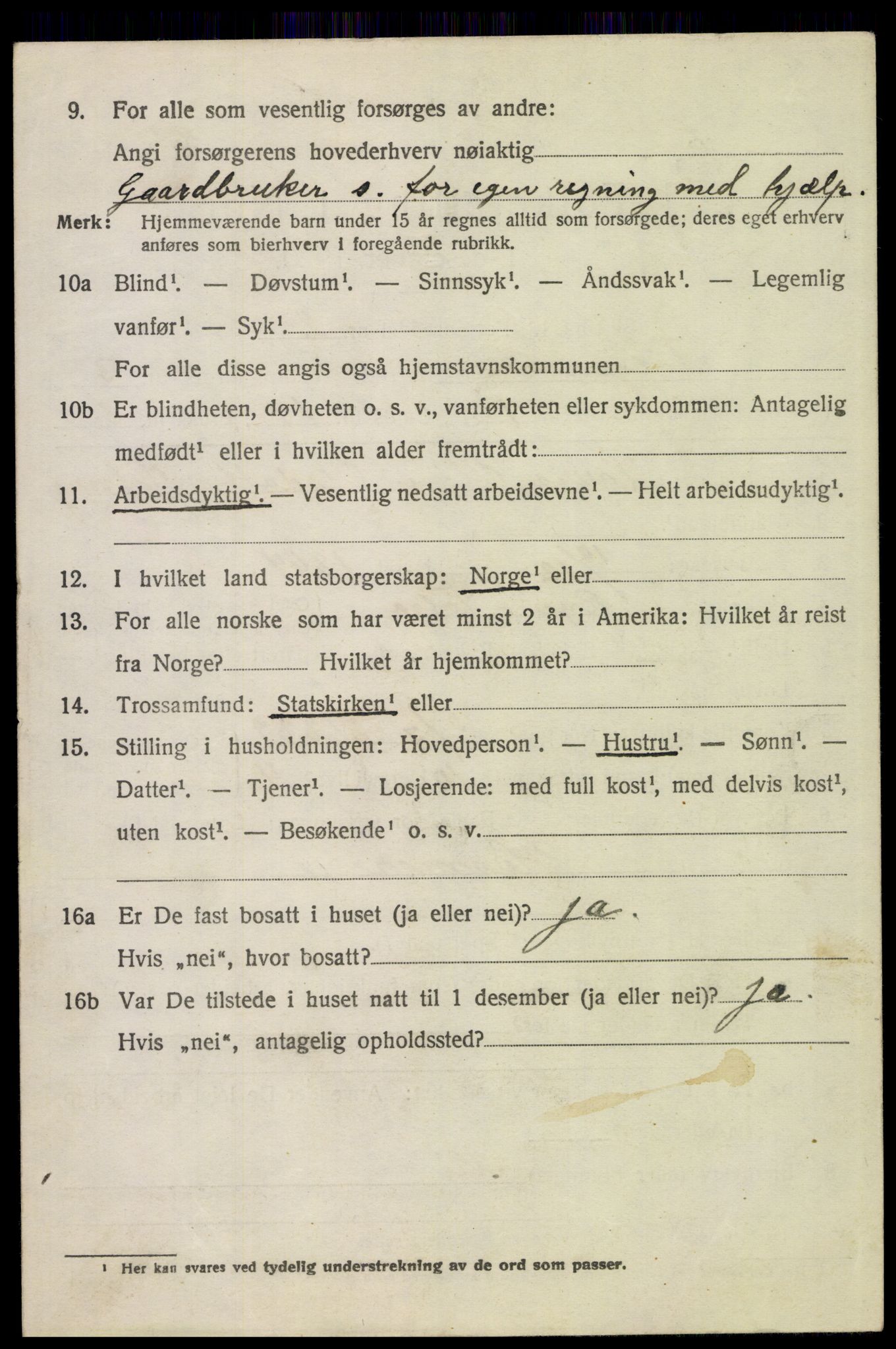 SAH, 1920 census for Tolga, 1920, p. 2226