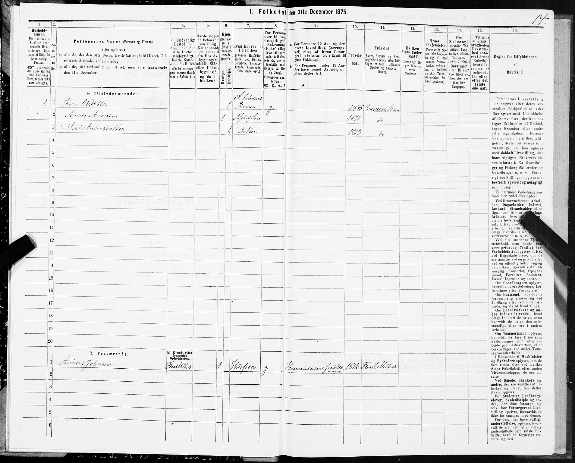 SAT, 1875 census for 1648P Støren, 1875, p. 7014