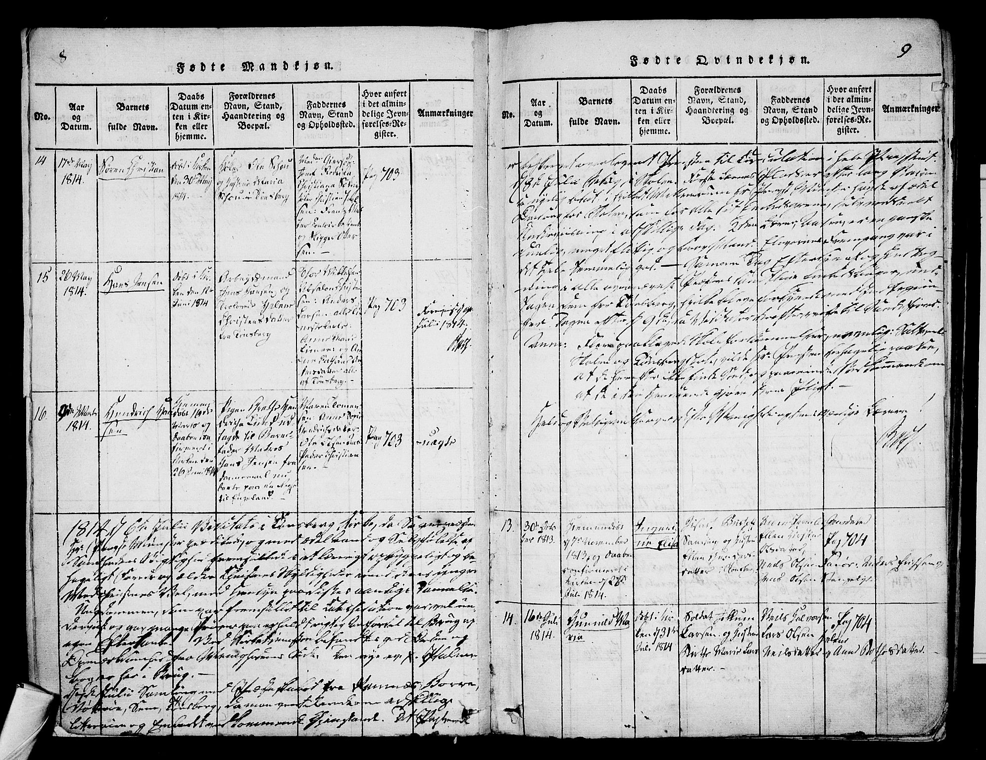 Tønsberg kirkebøker, AV/SAKO-A-330/F/Fa/L0004: Parish register (official) no. I 4, 1813-1826, p. 8-9