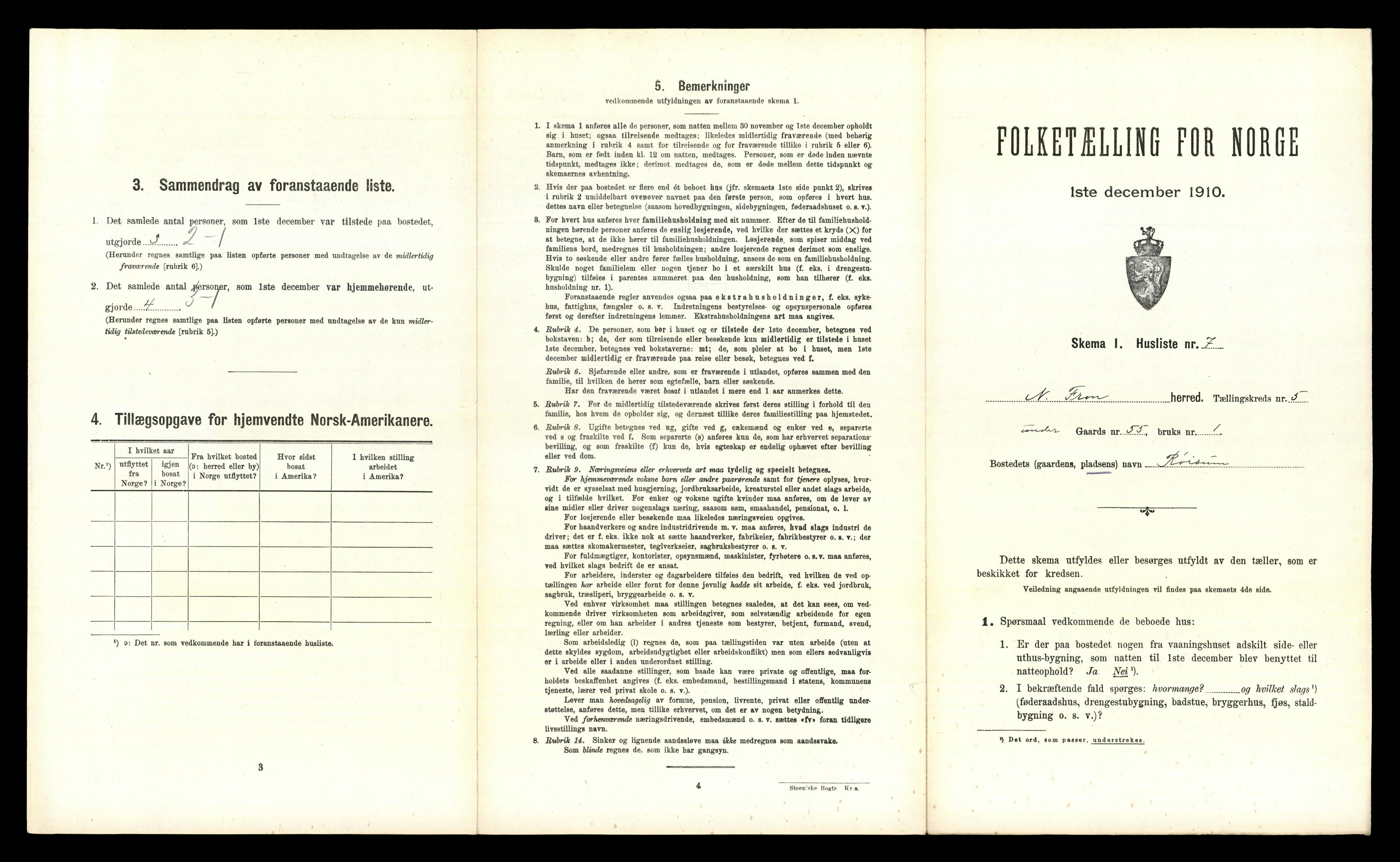 RA, 1910 census for Nord-Fron, 1910, p. 582