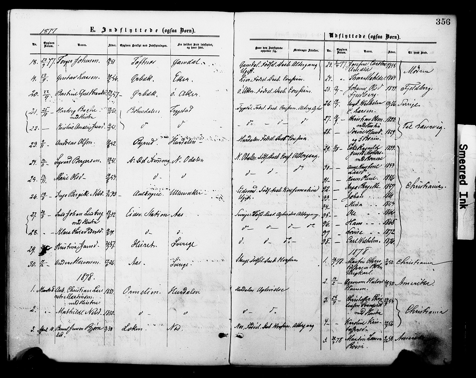 Eidsvoll prestekontor Kirkebøker, SAO/A-10888/F/Fa/L0001: Parish register (official) no. I 1, 1877-1881, p. 356