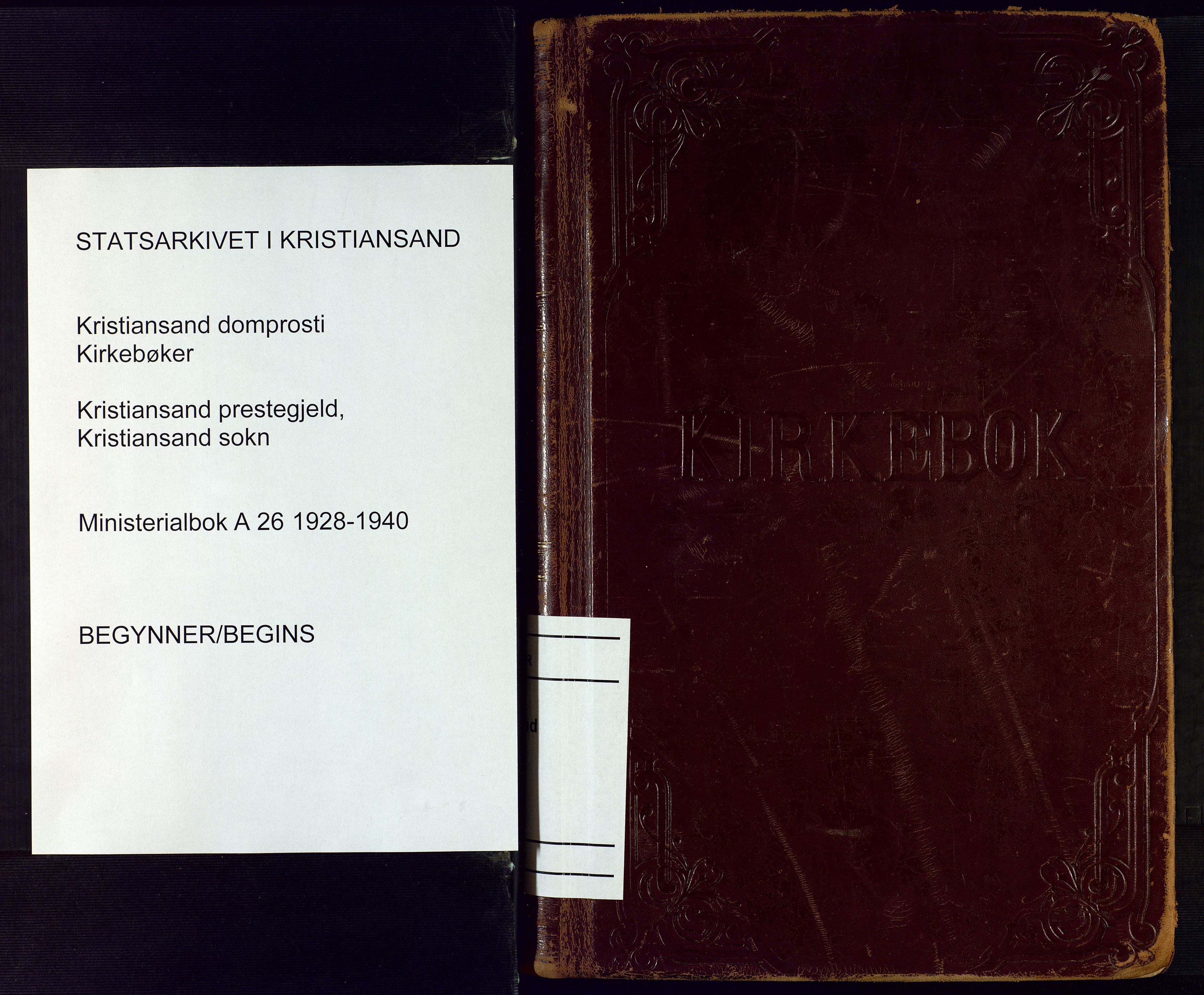 Kristiansand domprosti, SAK/1112-0006/F/Fa/L0027: Parish register (official) no. A 26, 1928-1940