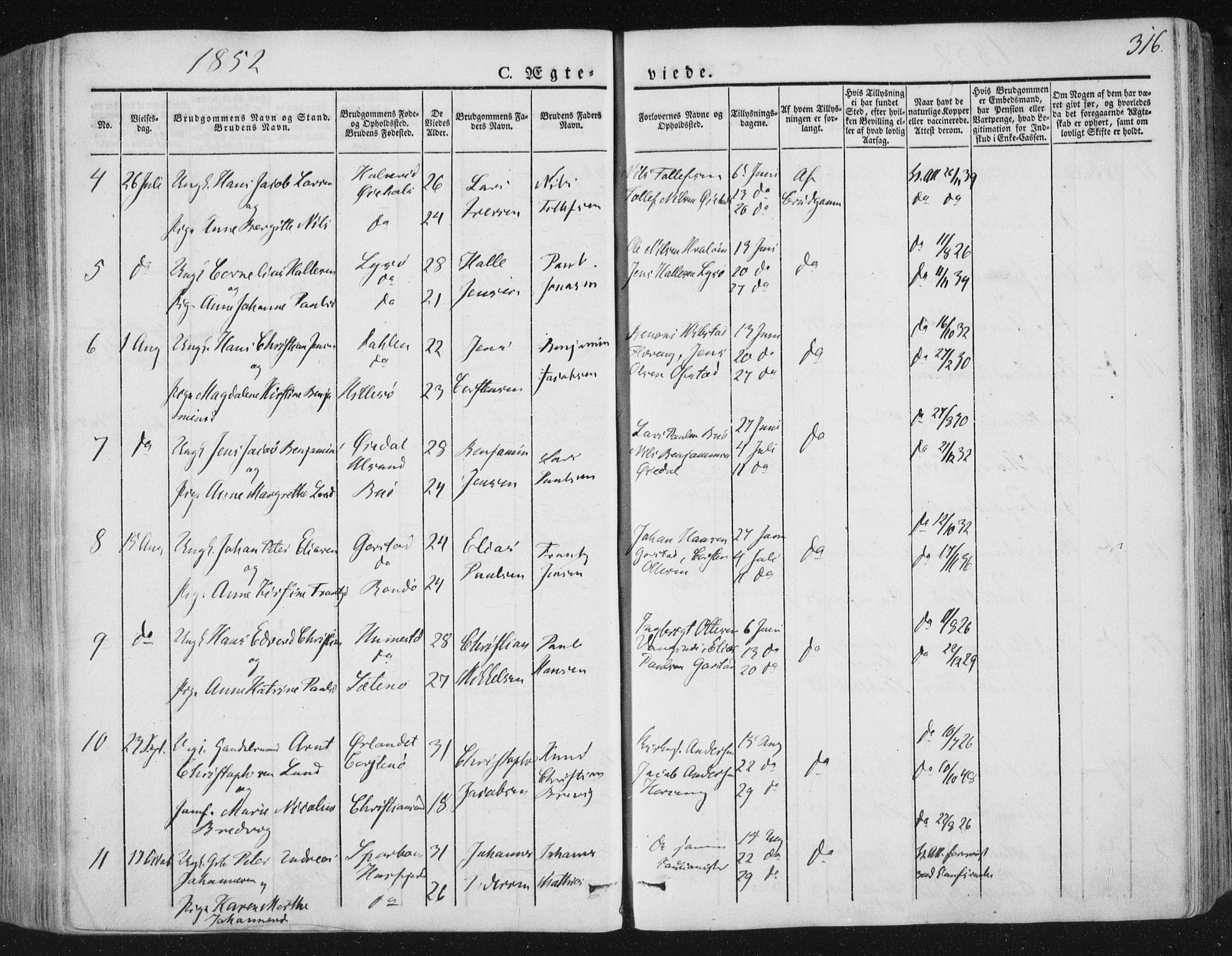 Ministerialprotokoller, klokkerbøker og fødselsregistre - Nord-Trøndelag, AV/SAT-A-1458/784/L0669: Parish register (official) no. 784A04, 1829-1859, p. 316