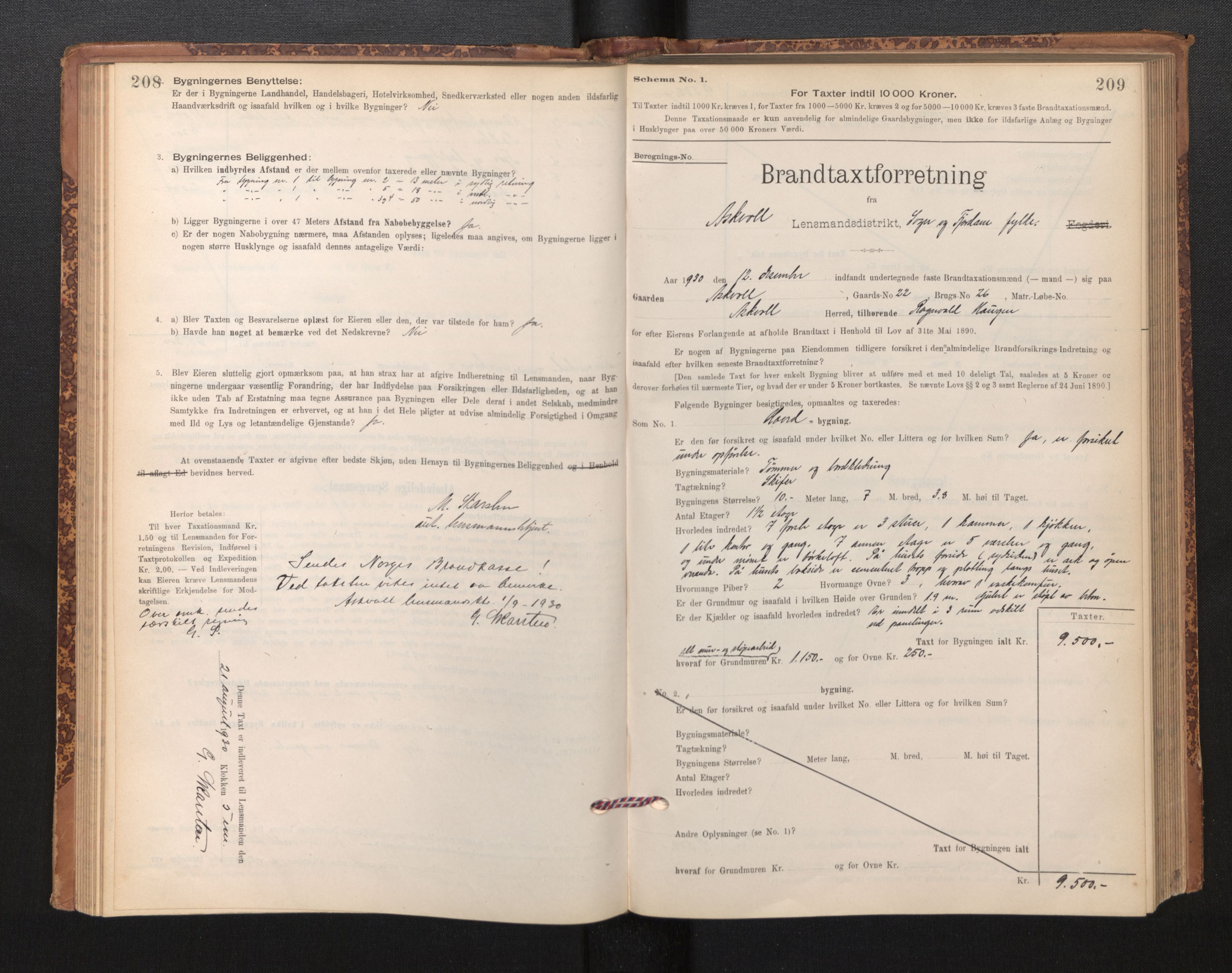 Lensmannen i Askvoll, SAB/A-26301/0012/L0004: Branntakstprotokoll, skjematakst og liste over branntakstmenn, 1895-1932, p. 208-209