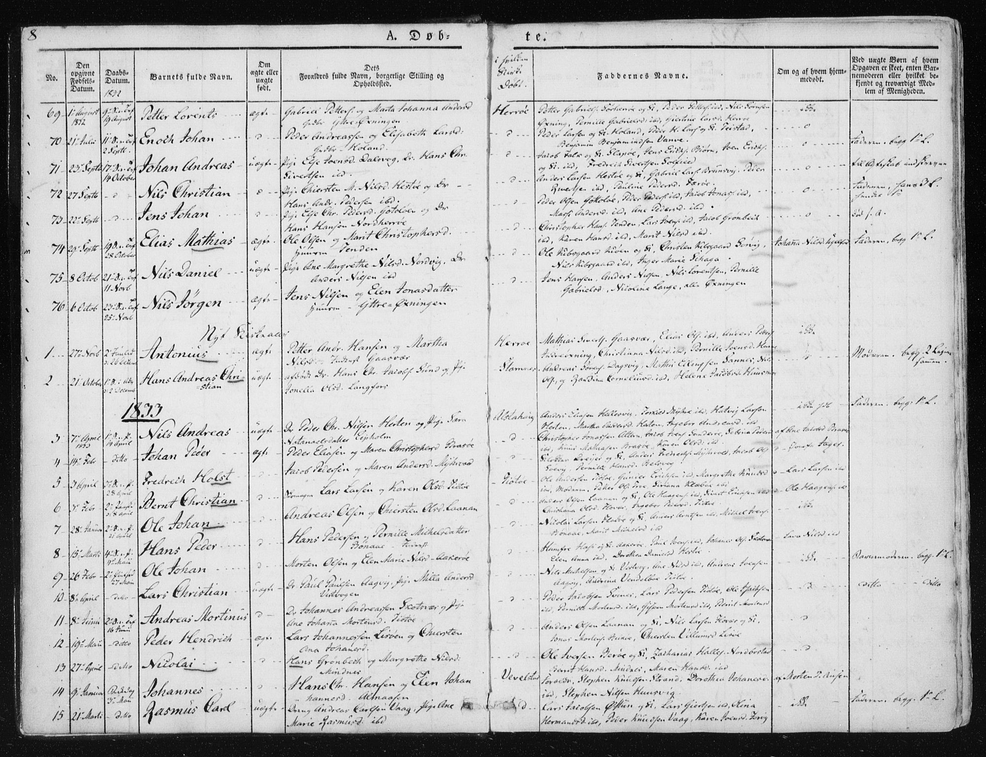 Ministerialprotokoller, klokkerbøker og fødselsregistre - Nordland, SAT/A-1459/830/L0446: Parish register (official) no. 830A10, 1831-1865, p. 8