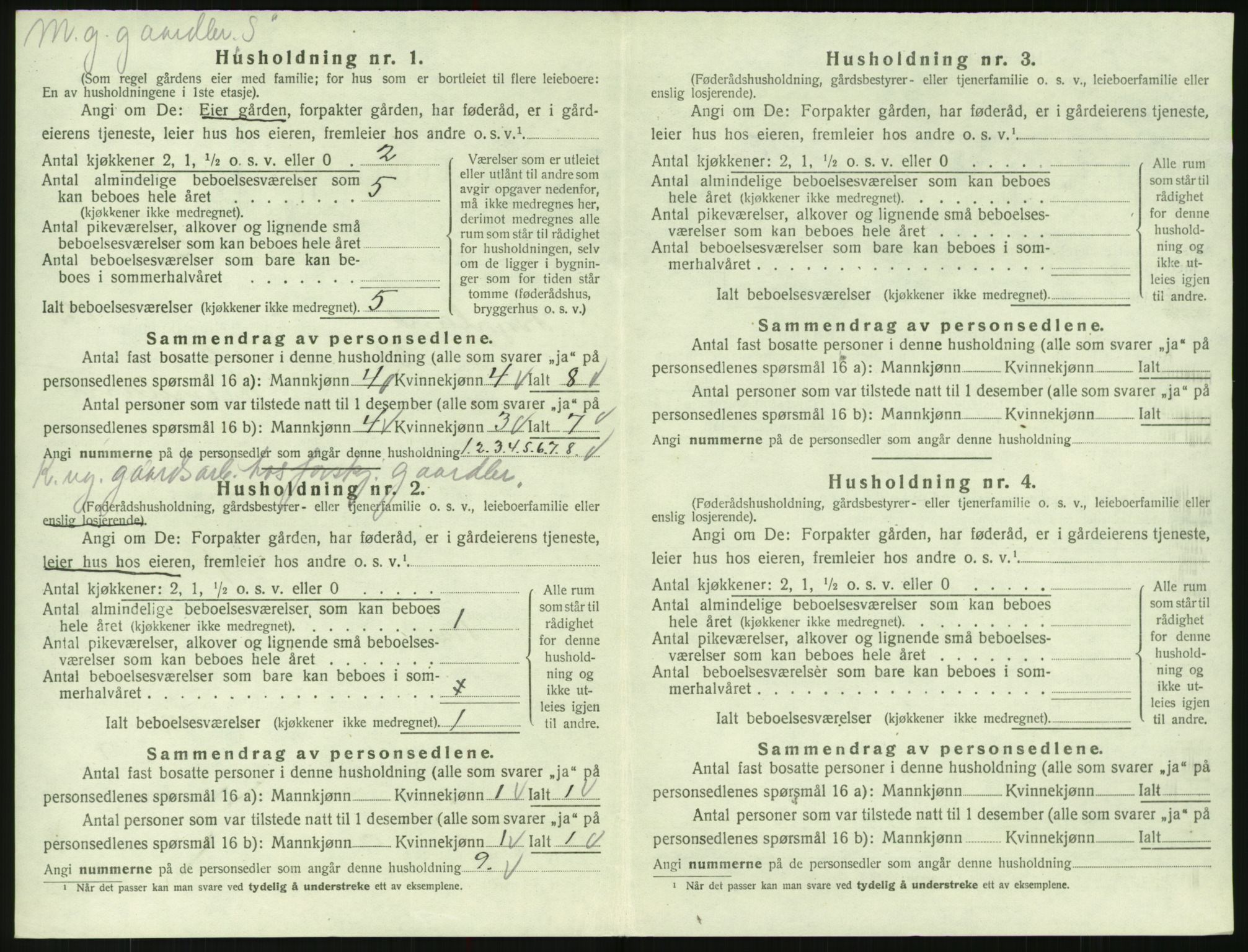 SAK, 1920 census for Bygland, 1920, p. 720