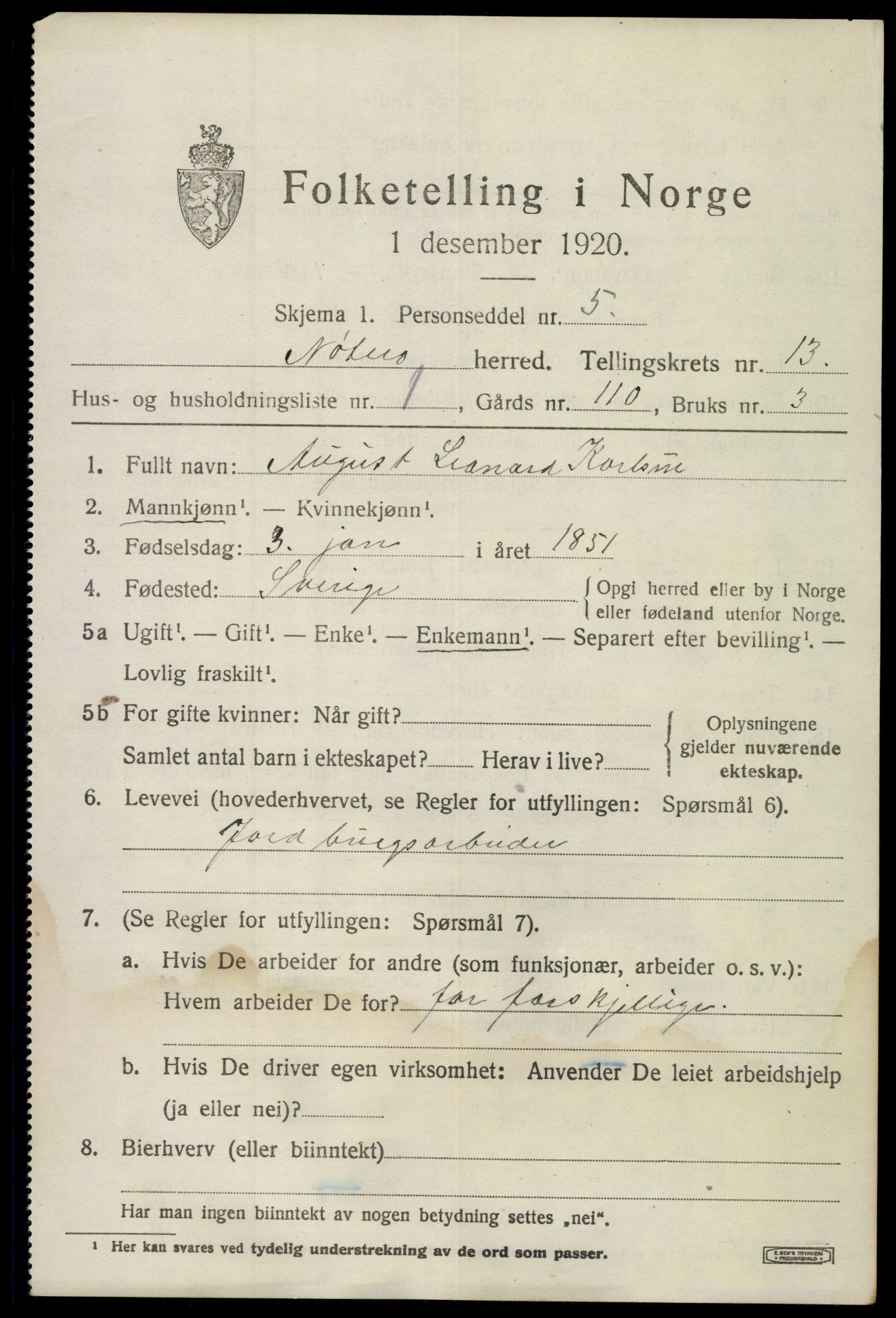 SAKO, 1920 census for Nøtterøy, 1920, p. 15183
