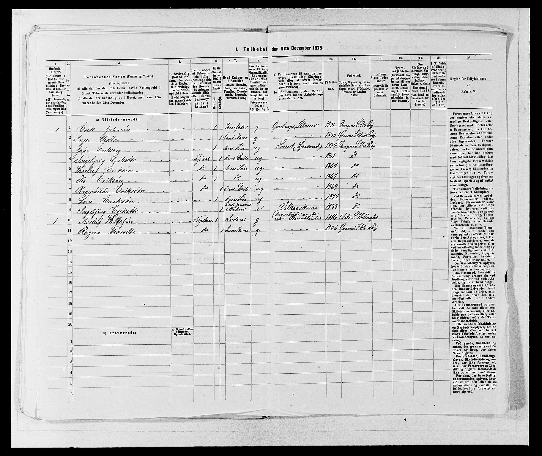 SAB, 1875 census for 1235P Voss, 1875, p. 1148