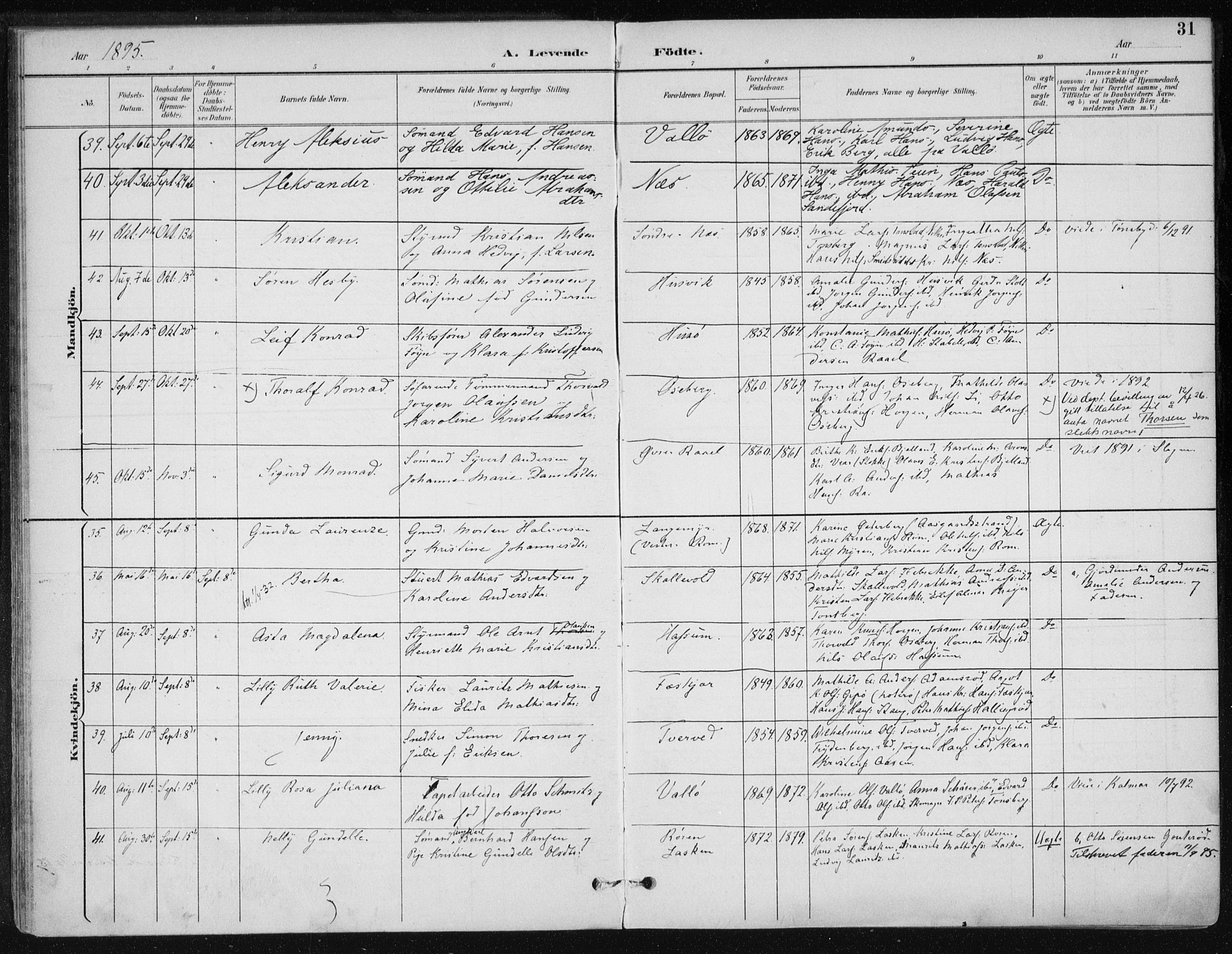 Sem kirkebøker, AV/SAKO-A-5/F/Fb/L0005: Parish register (official) no. II 5, 1892-1904, p. 31