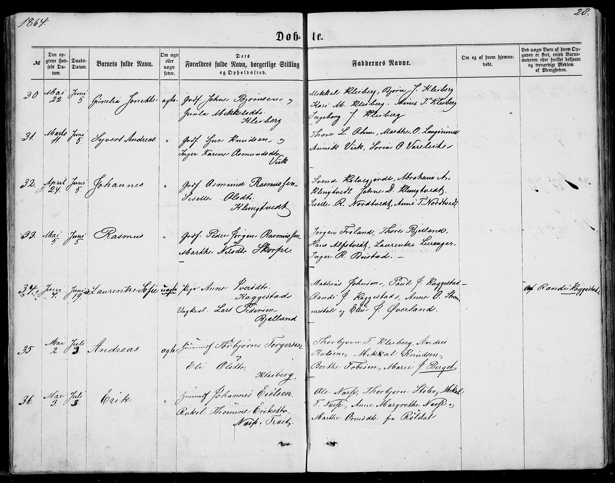 Nedstrand sokneprestkontor, AV/SAST-A-101841/01/IV: Parish register (official) no. A 9, 1861-1876, p. 28