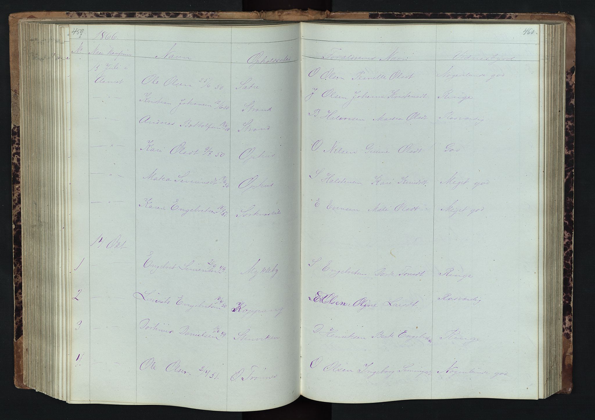 Stor-Elvdal prestekontor, SAH/PREST-052/H/Ha/Hab/L0001: Parish register (copy) no. 1 /1, 1860-1894, p. 459-460