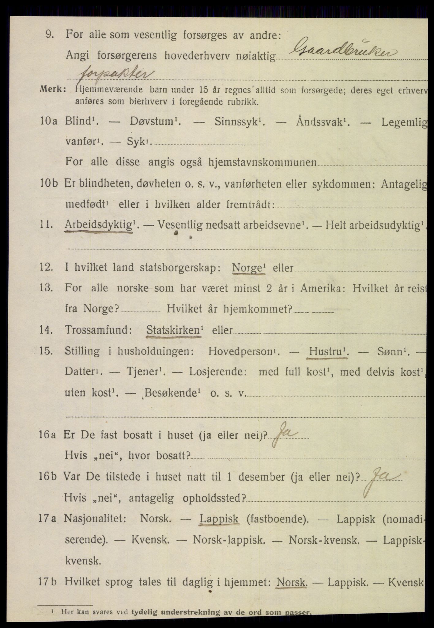 SAT, 1920 census for Hattfjelldal, 1920, p. 2707