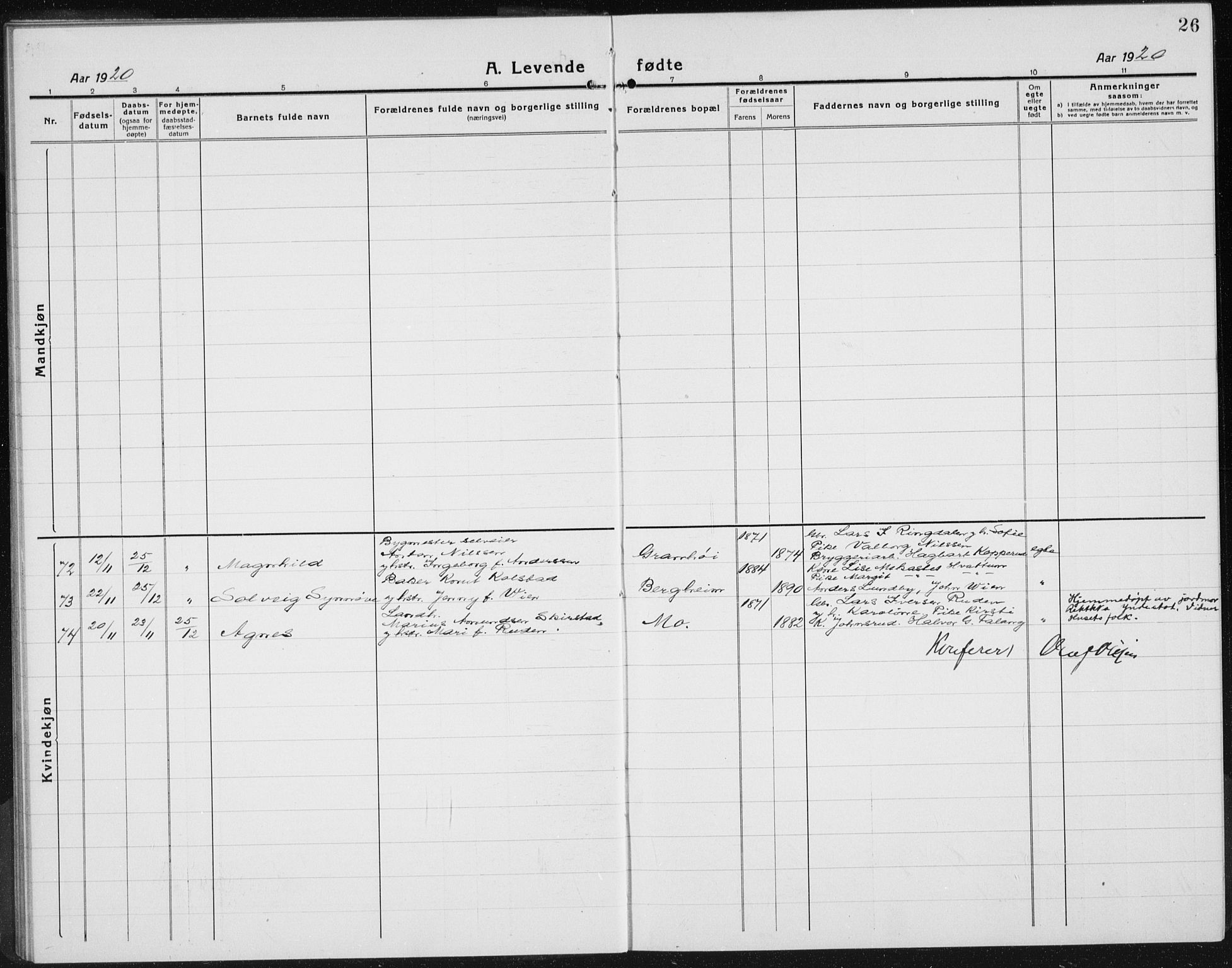 Gran prestekontor, SAH/PREST-112/H/Ha/Hab/L0008: Parish register (copy) no. 8, 1917-1935, p. 26