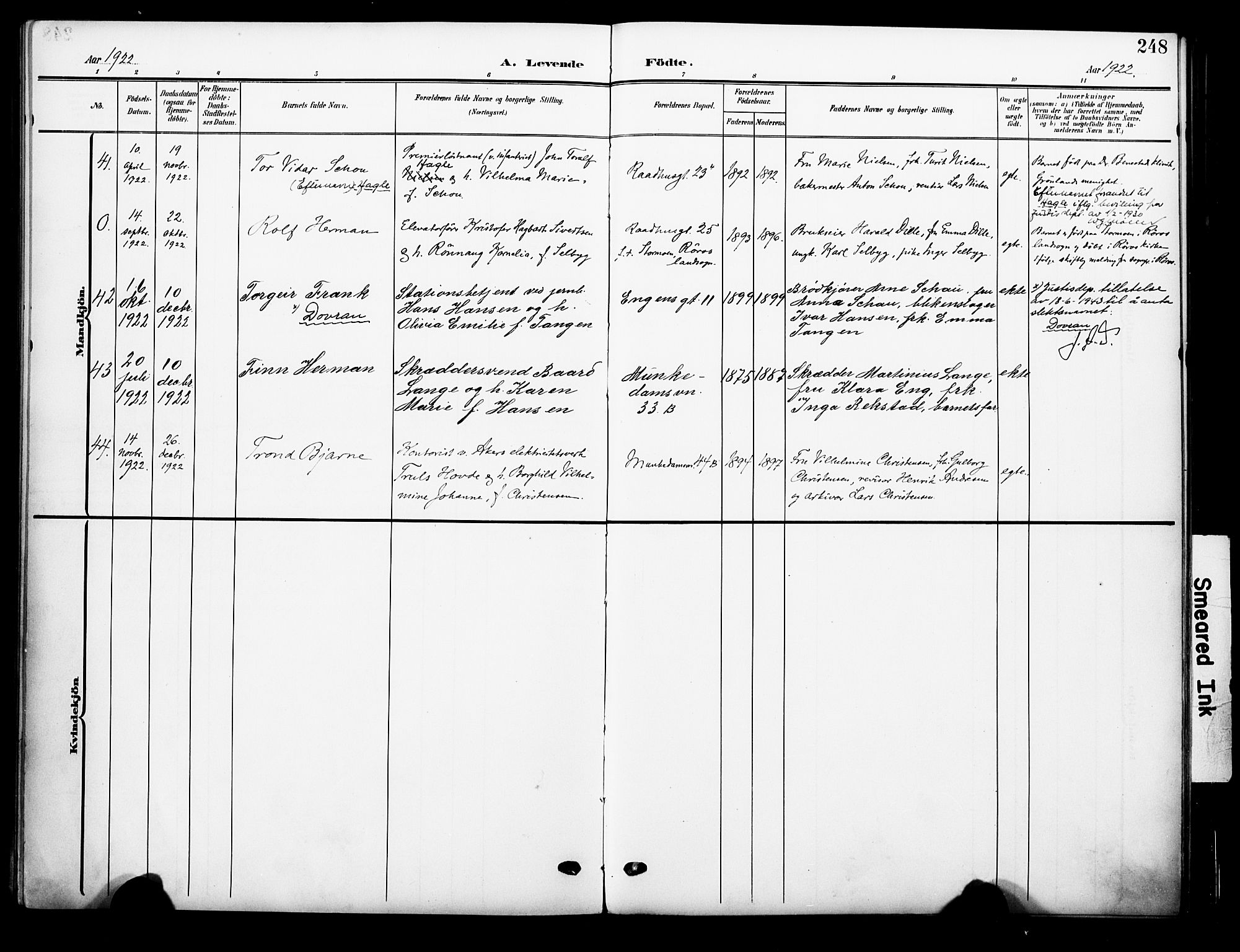 Johannes prestekontor Kirkebøker, AV/SAO-A-10852/F/Fa/L0009: Parish register (official) no. 9, 1905-1929, p. 248