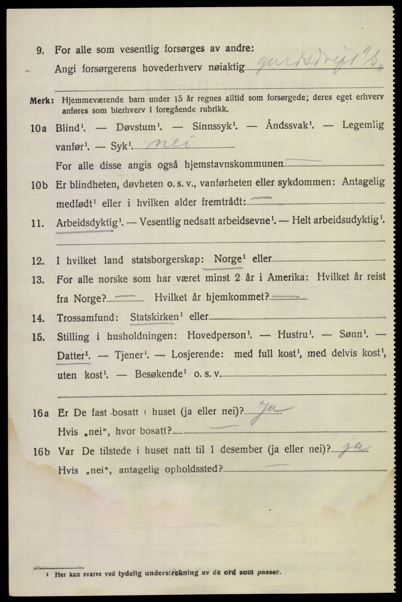 SAKO, 1920 census for Lunde, 1920, p. 2986