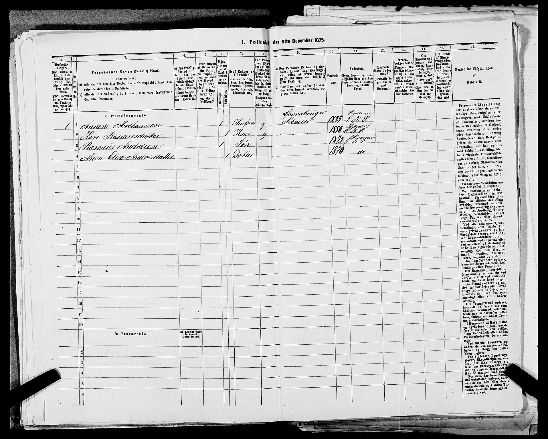 SAST, 1875 census for 1139P Nedstrand, 1875, p. 125