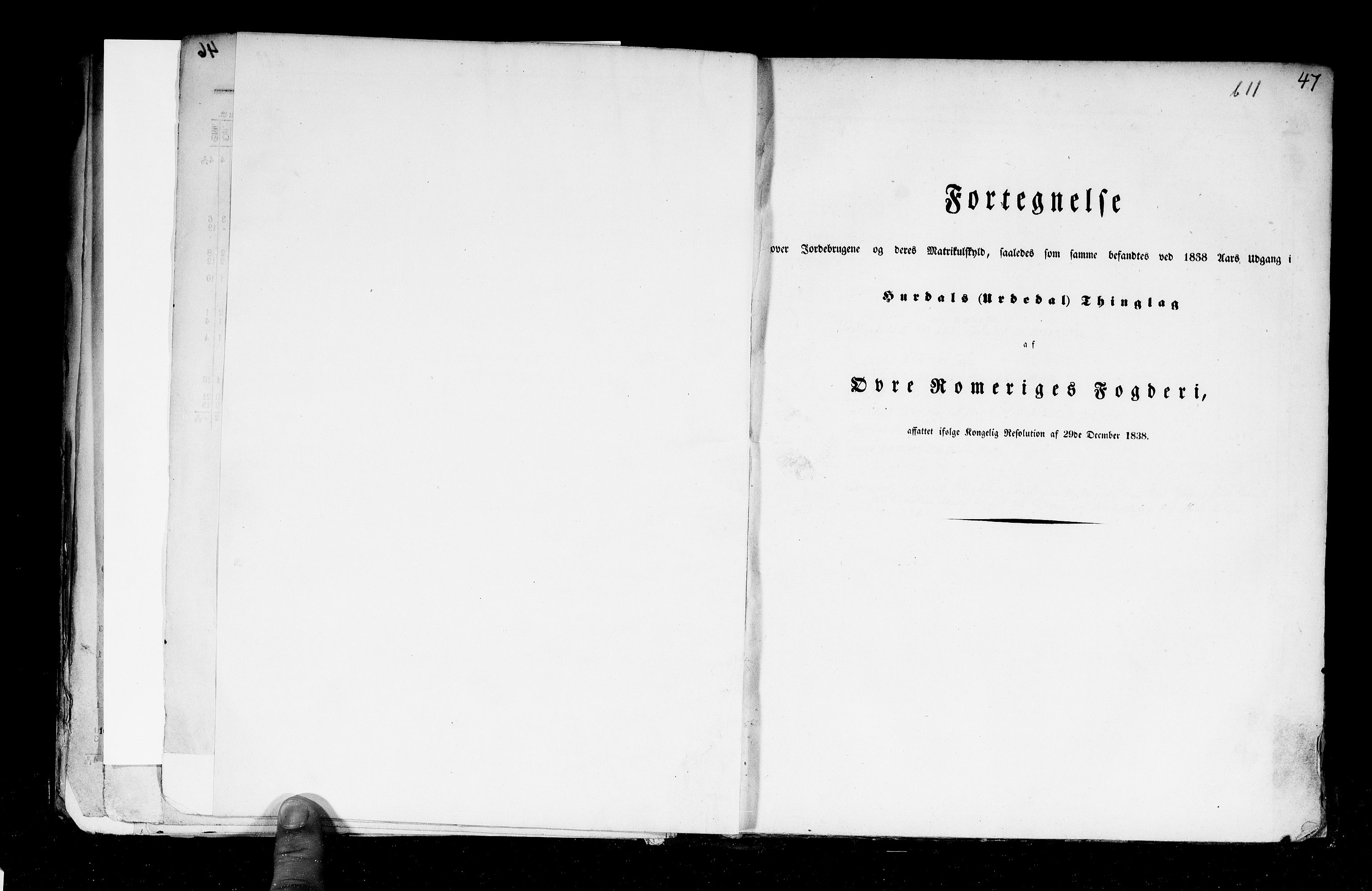 Rygh, RA/PA-0034/F/Fb/L0002: Matrikkelen for 1838 - Akershus amt (Akershus fylke), 1838, p. 47a