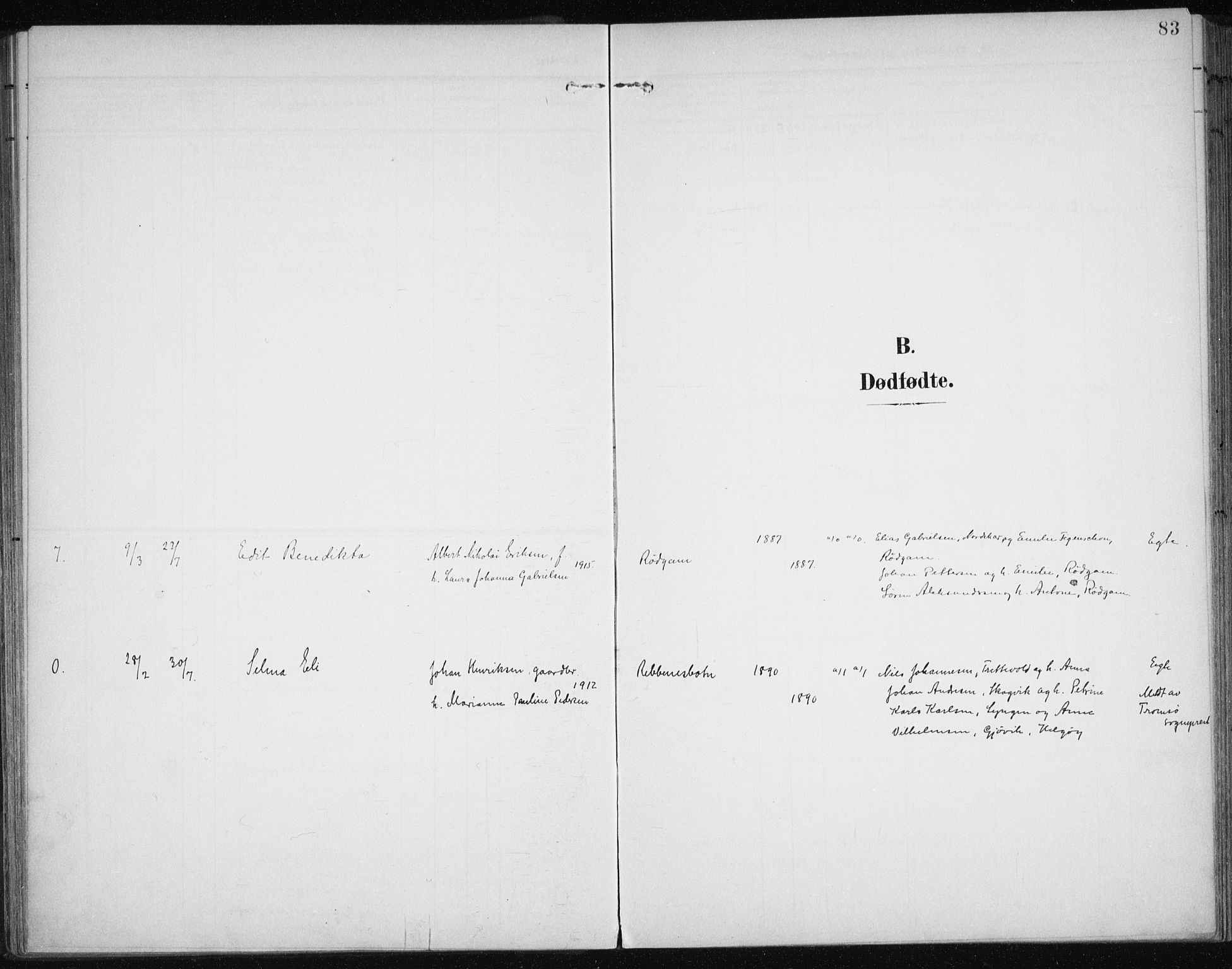Karlsøy sokneprestembete, SATØ/S-1299/H/Ha/Haa/L0013kirke: Parish register (official) no. 13, 1902-1916, p. 83