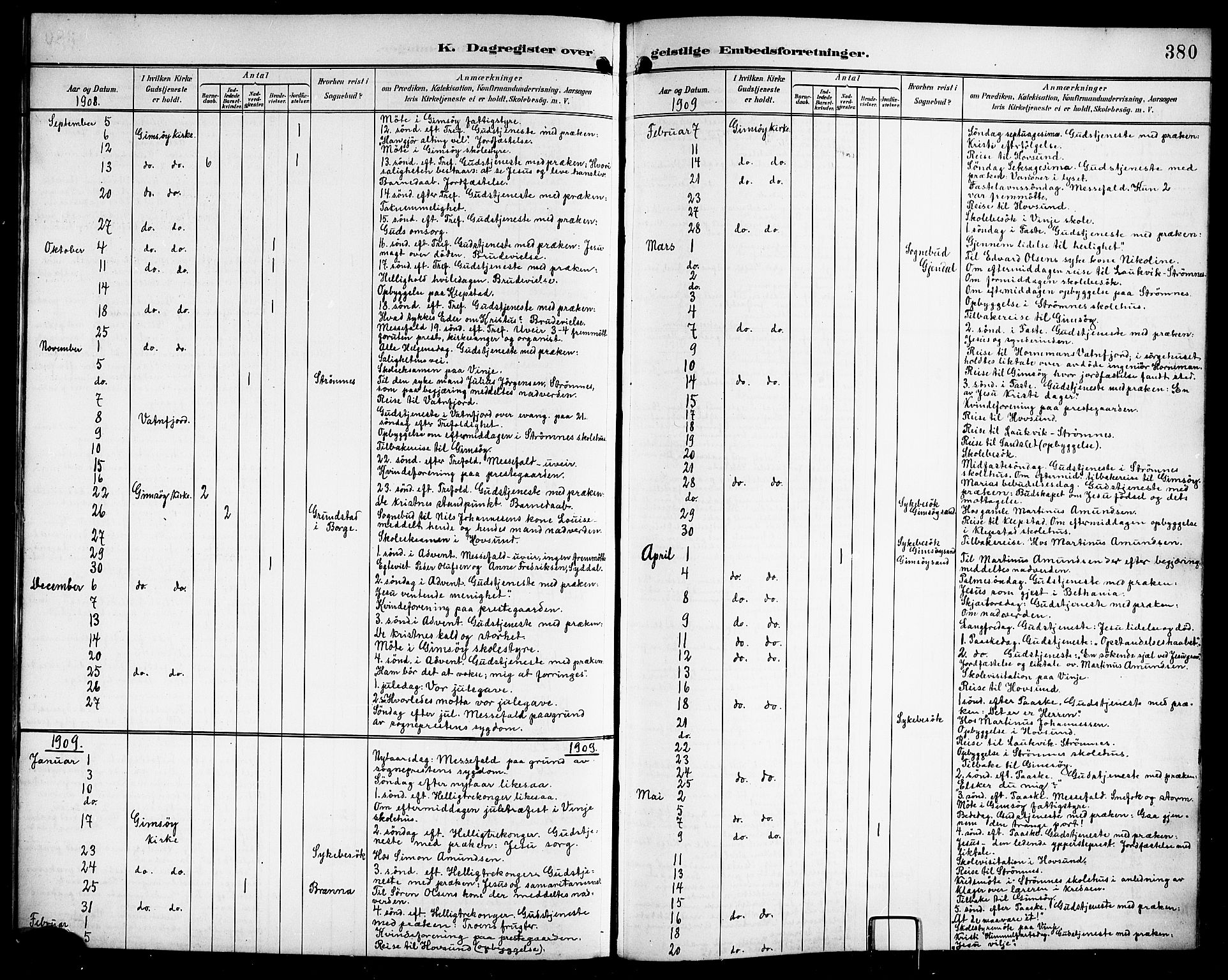 Ministerialprotokoller, klokkerbøker og fødselsregistre - Nordland, AV/SAT-A-1459/876/L1105: Parish register (copy) no. 876C04, 1896-1914, p. 380