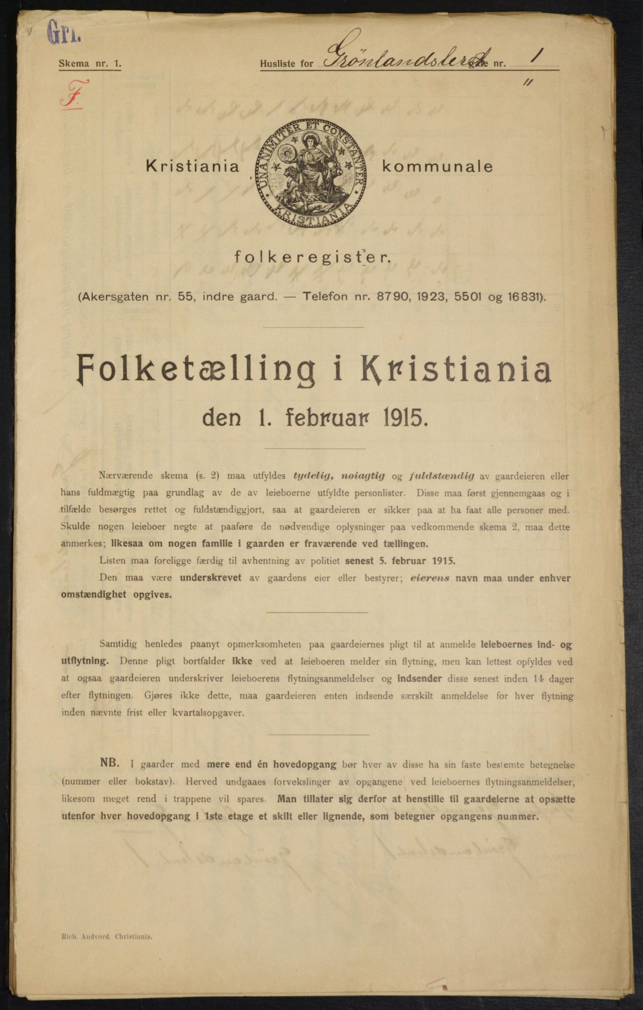 OBA, Municipal Census 1915 for Kristiania, 1915, p. 31162