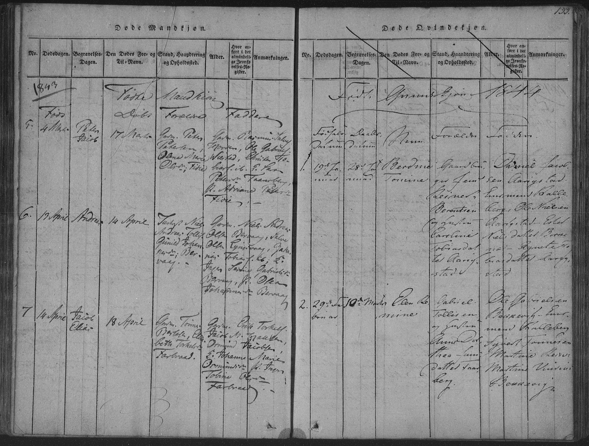 Herad sokneprestkontor, SAK/1111-0018/F/Fa/Fab/L0002: Parish register (official) no. A 2, 1816-1844, p. 133