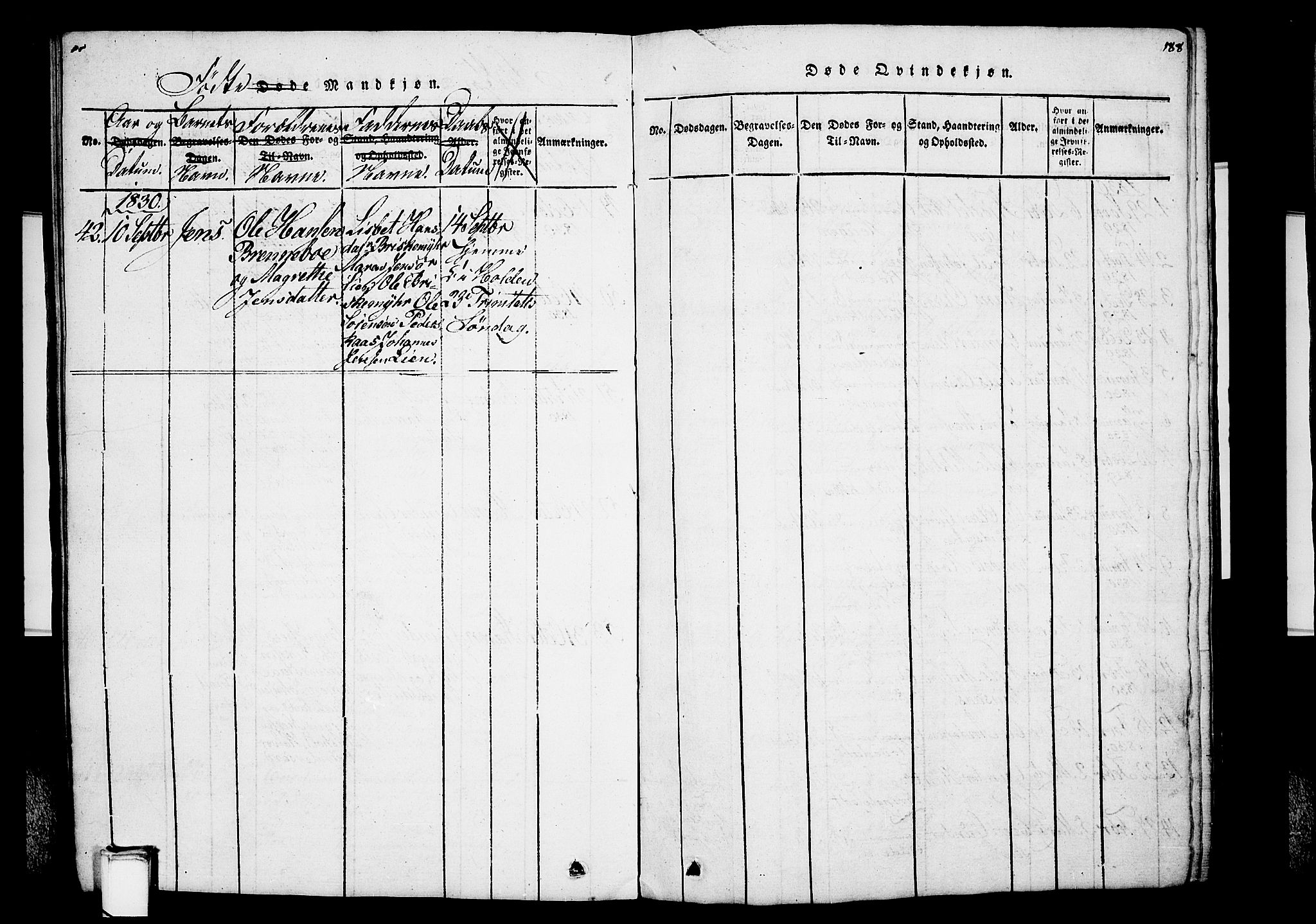 Holla kirkebøker, AV/SAKO-A-272/G/Ga/L0001: Parish register (copy) no. I 1, 1814-1830, p. 188