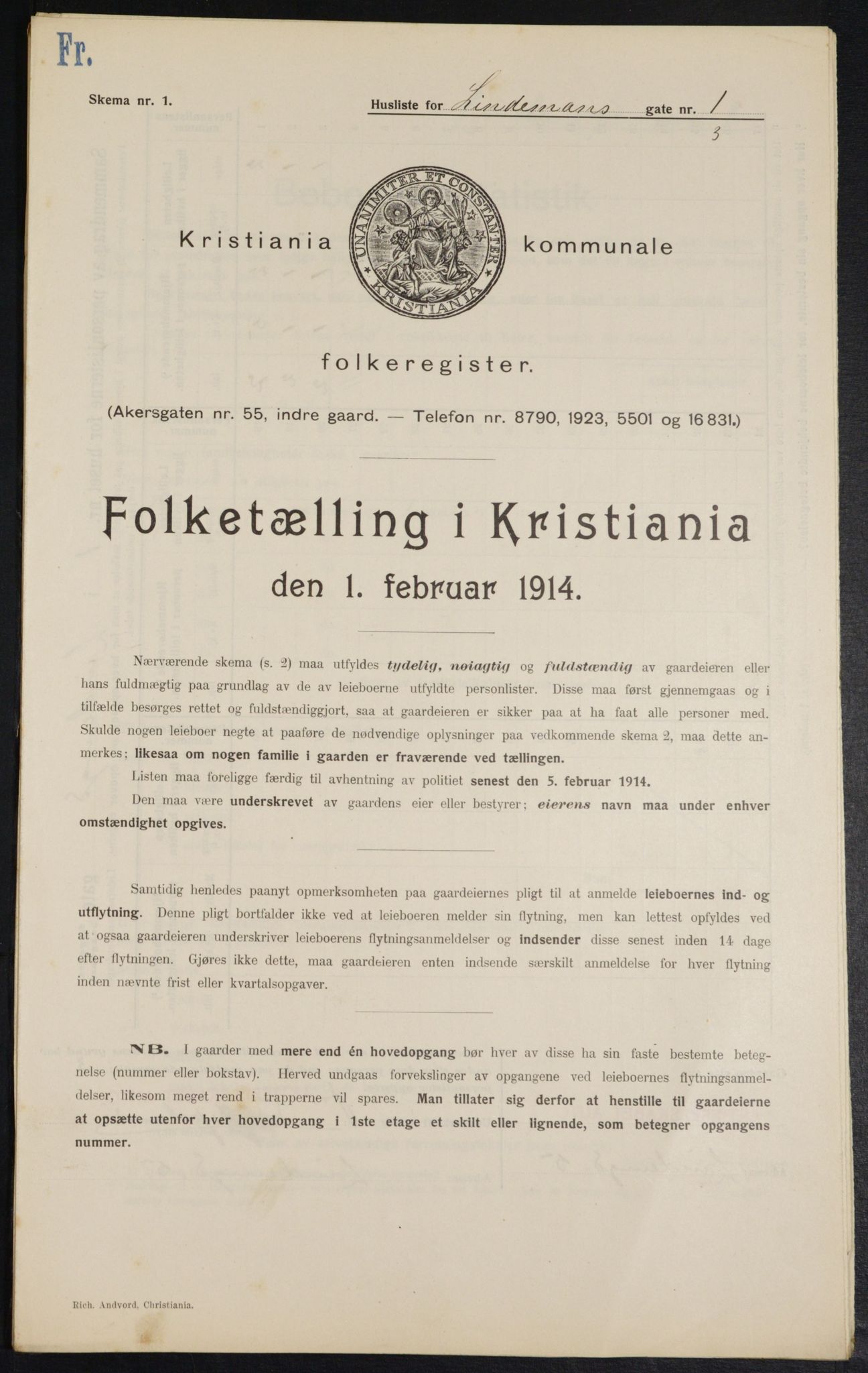 OBA, Municipal Census 1914 for Kristiania, 1914, p. 57526