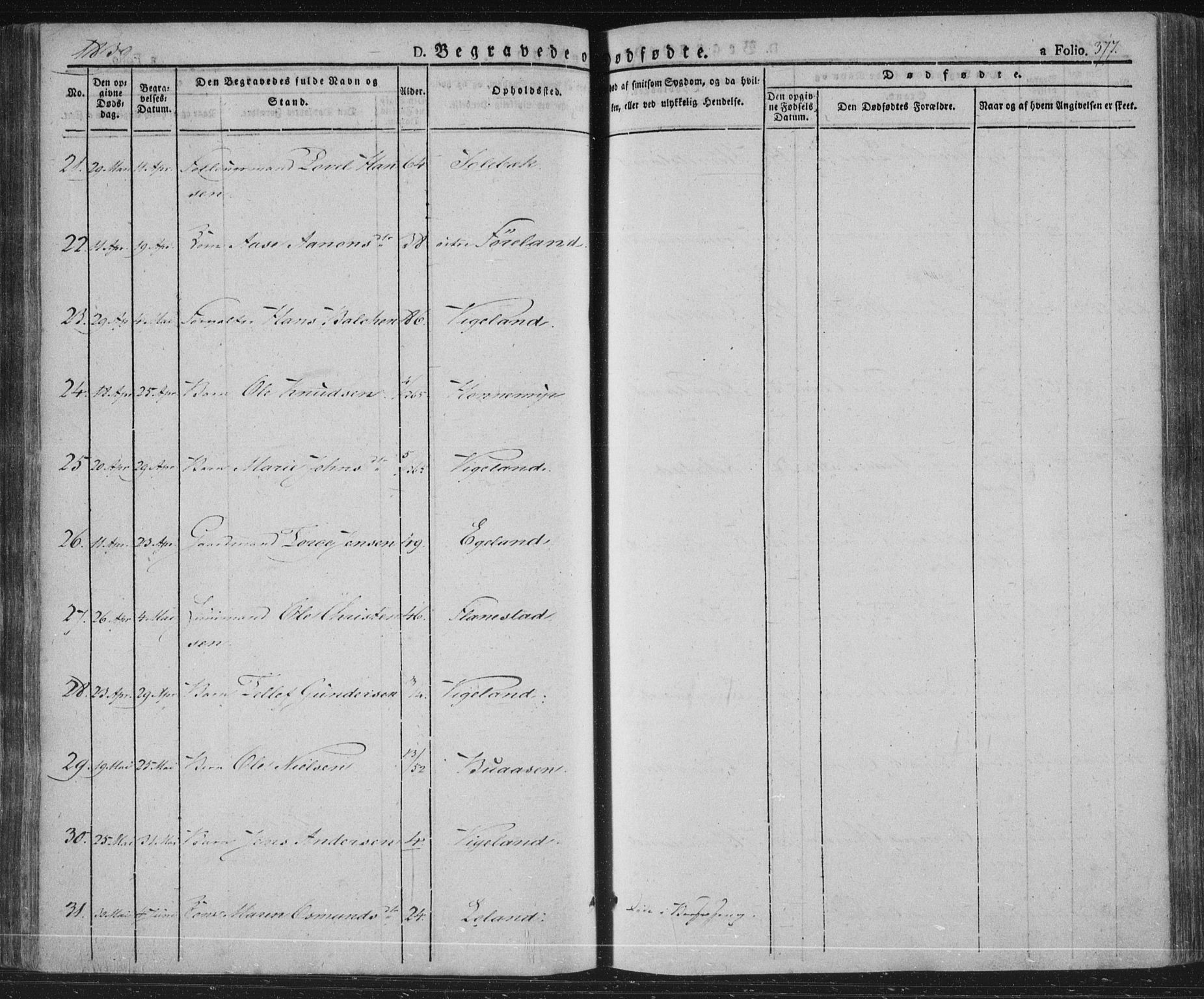 Vennesla sokneprestkontor, SAK/1111-0045/Fa/Fac/L0004: Parish register (official) no. A 4, 1834-1855, p. 377