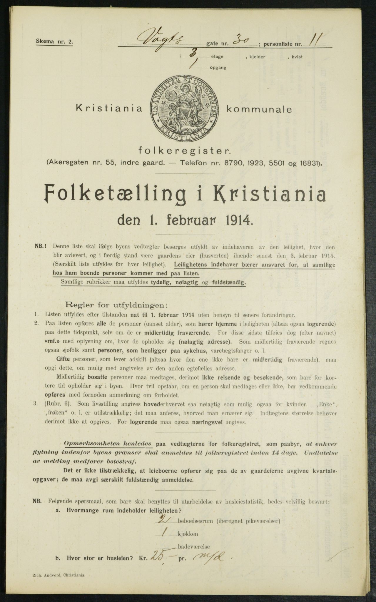 OBA, Municipal Census 1914 for Kristiania, 1914, p. 125568