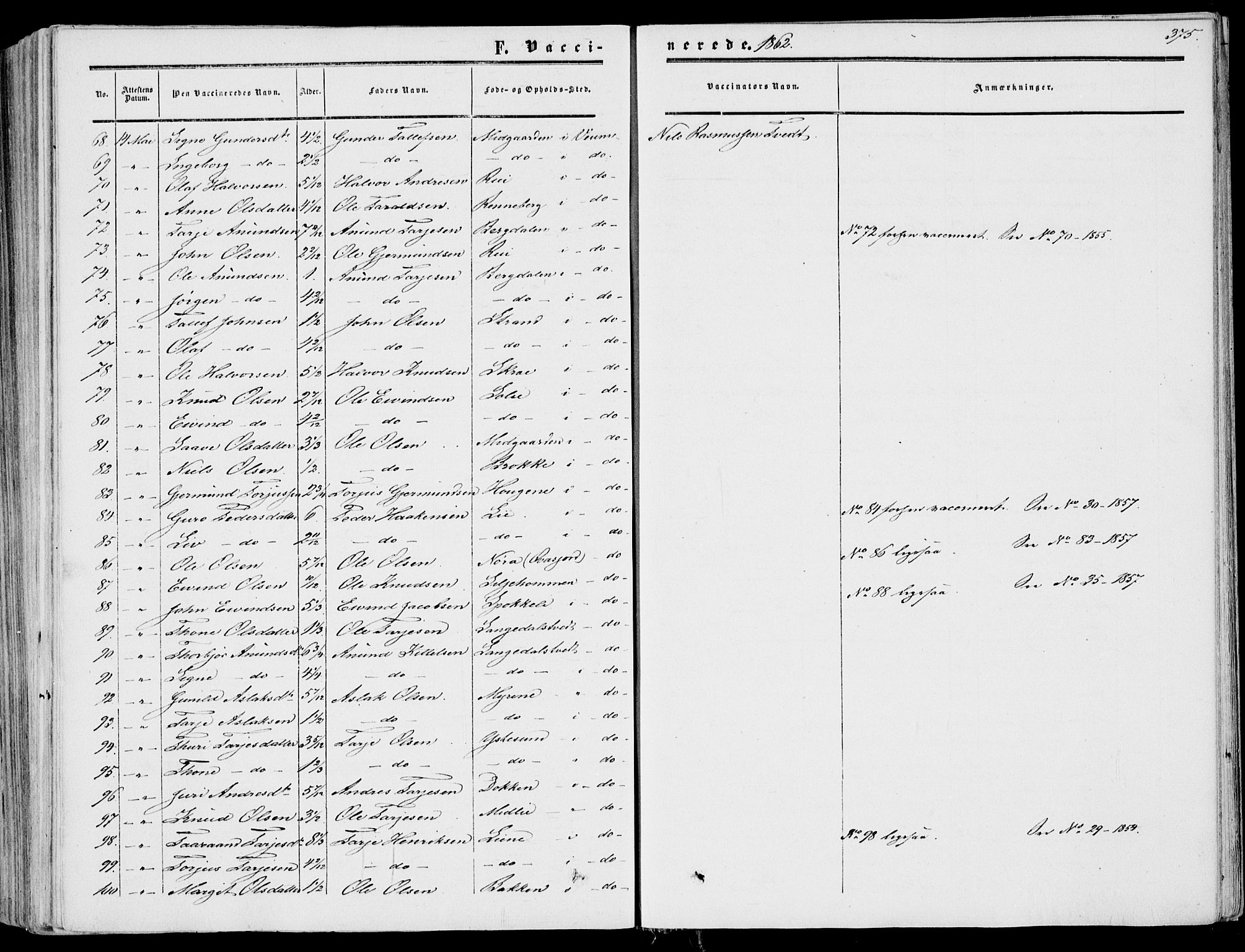 Fyresdal kirkebøker, SAKO/A-263/F/Fa/L0005: Parish register (official) no. I 5, 1855-1871, p. 375
