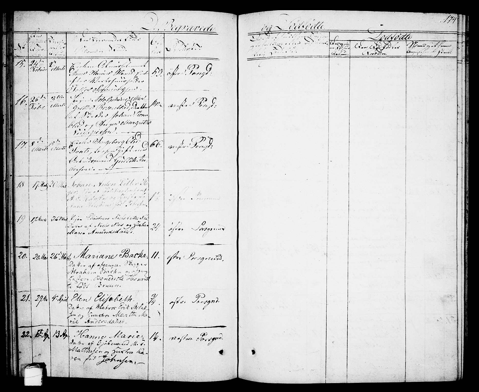 Porsgrunn kirkebøker , SAKO/A-104/G/Gb/L0002: Parish register (copy) no. II 2, 1828-1841, p. 174