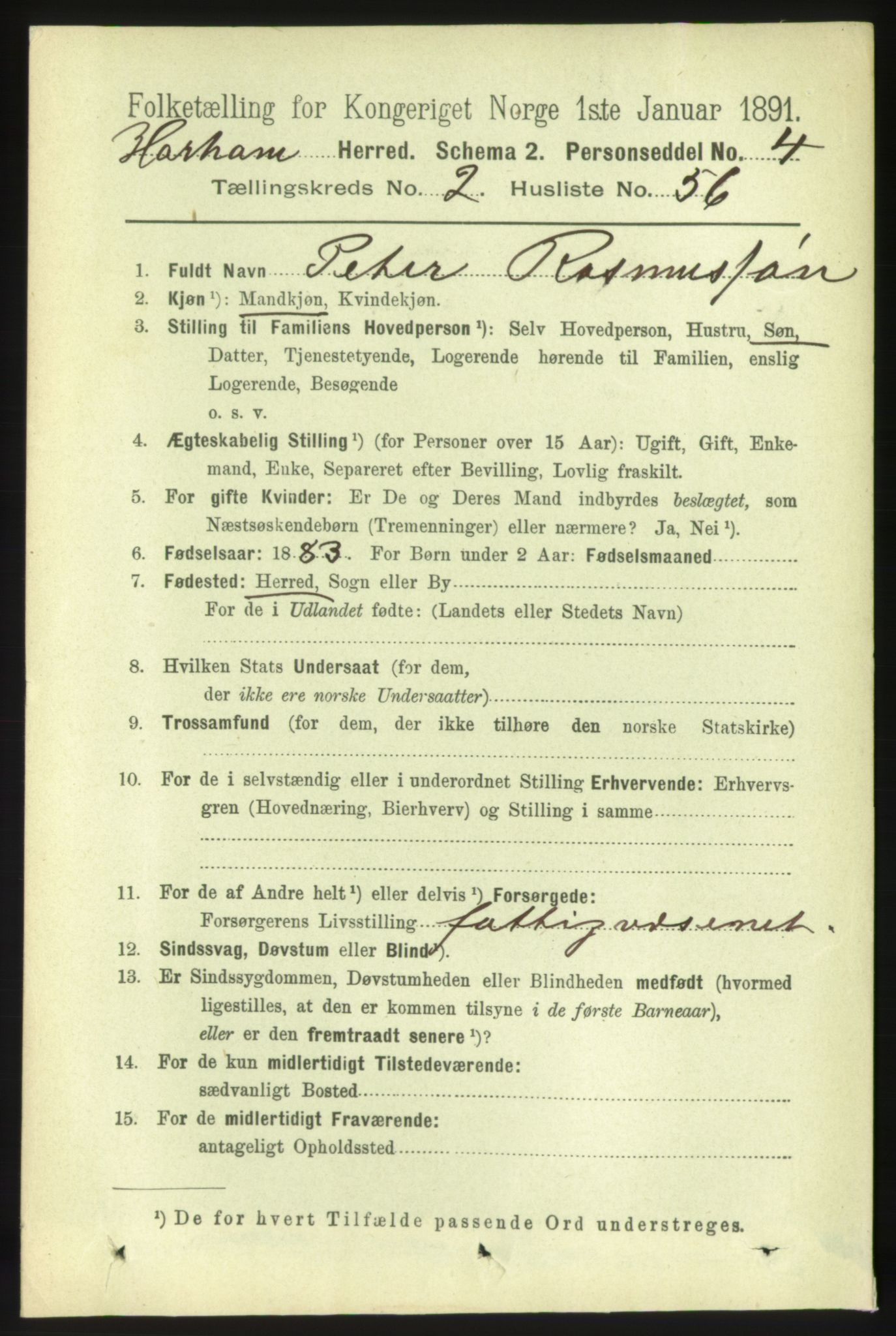 RA, 1891 census for 1534 Haram, 1891, p. 1135