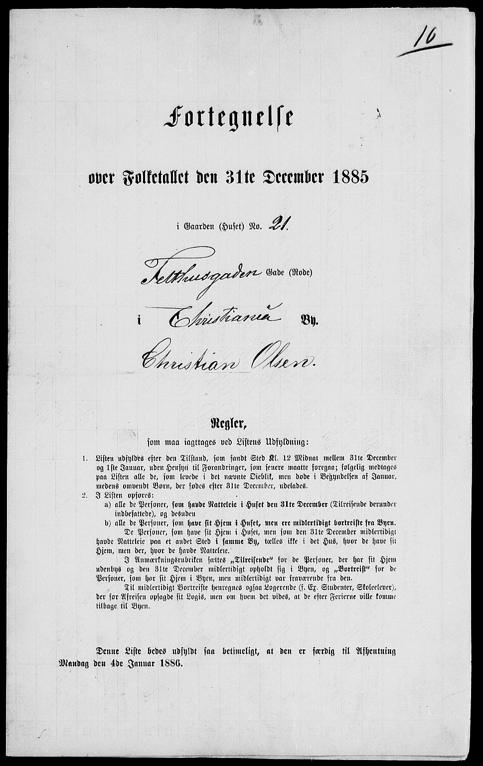 RA, 1885 census for 0301 Kristiania, 1885, p. 4620