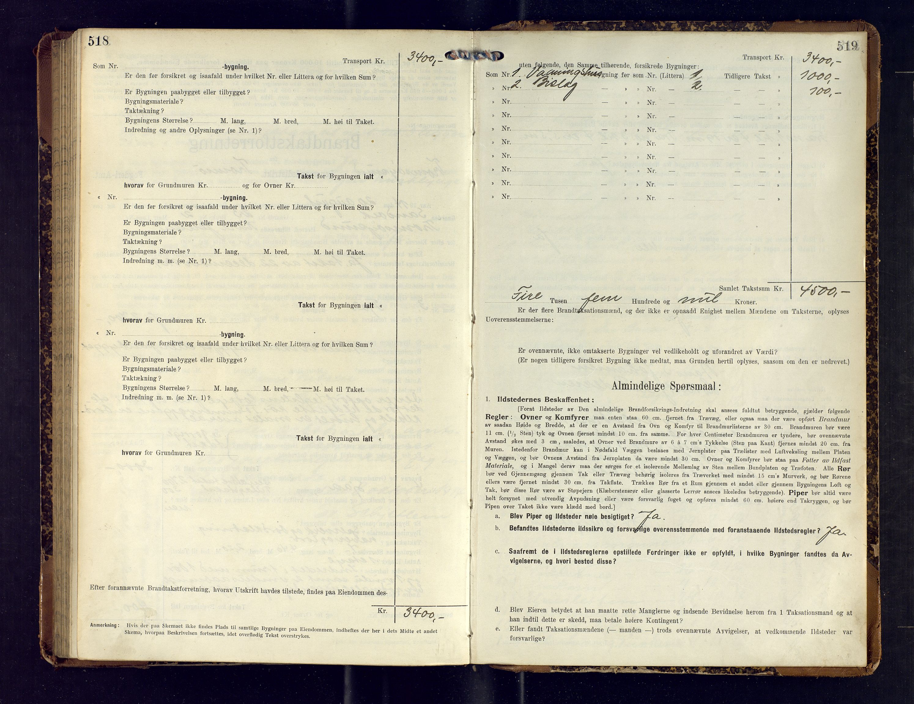 Tromsøysund lensmannskontor, SATØ/SATØ-12/F/Fs/Fsb/L0739: Branntakstprotokoll (S).  Med register, 1911-1914, p. 518-519