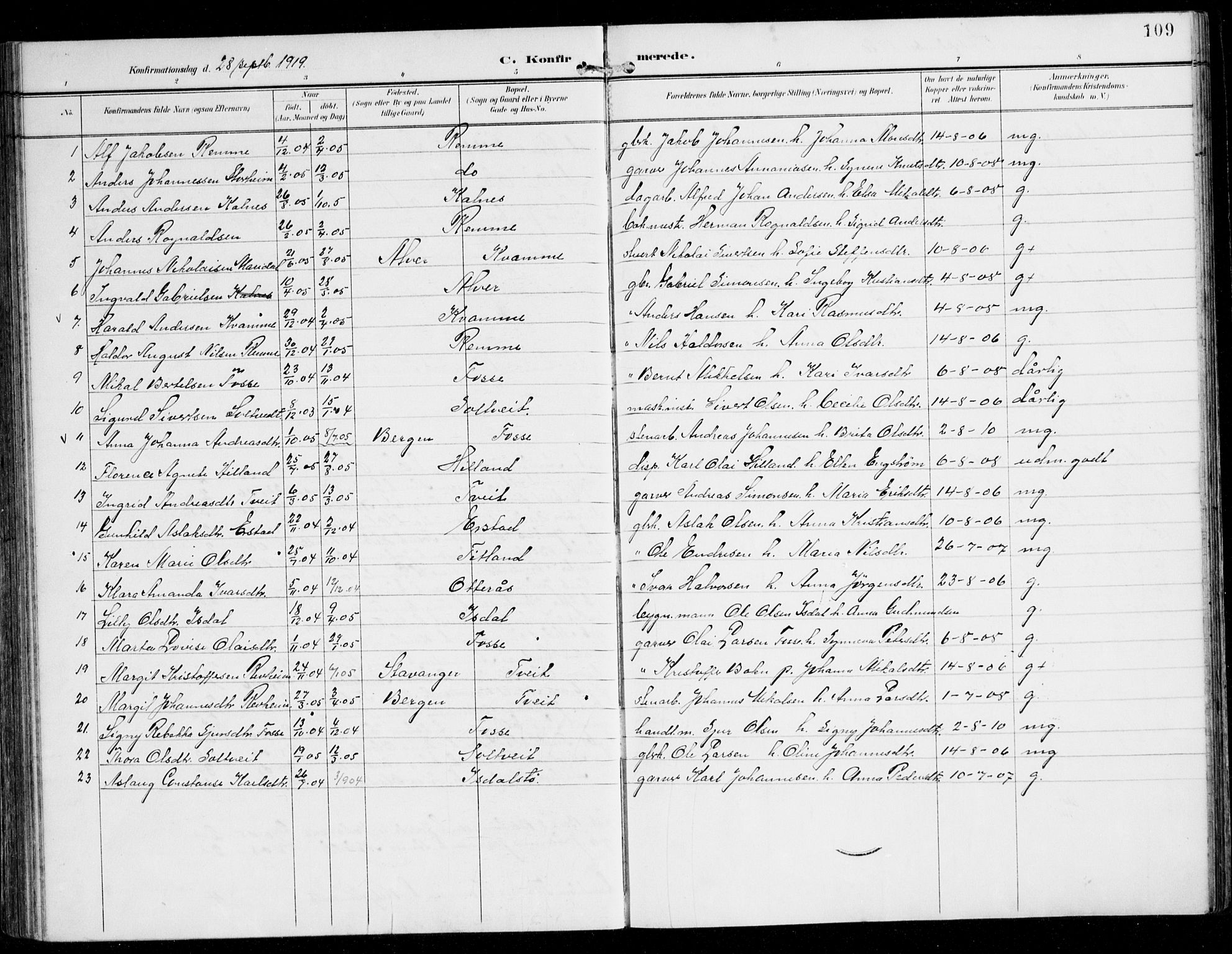 Alversund Sokneprestembete, SAB/A-73901/H/Ha/Haa/Haaa/L0003: Parish register (official) no. A 3, 1897-1926, p. 109