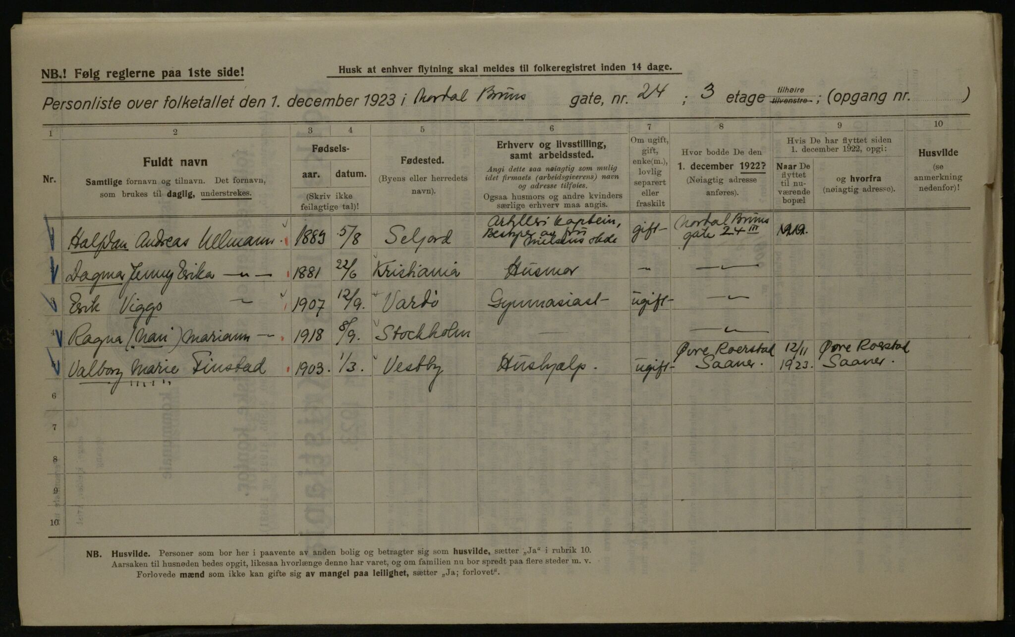 OBA, Municipal Census 1923 for Kristiania, 1923, p. 79637