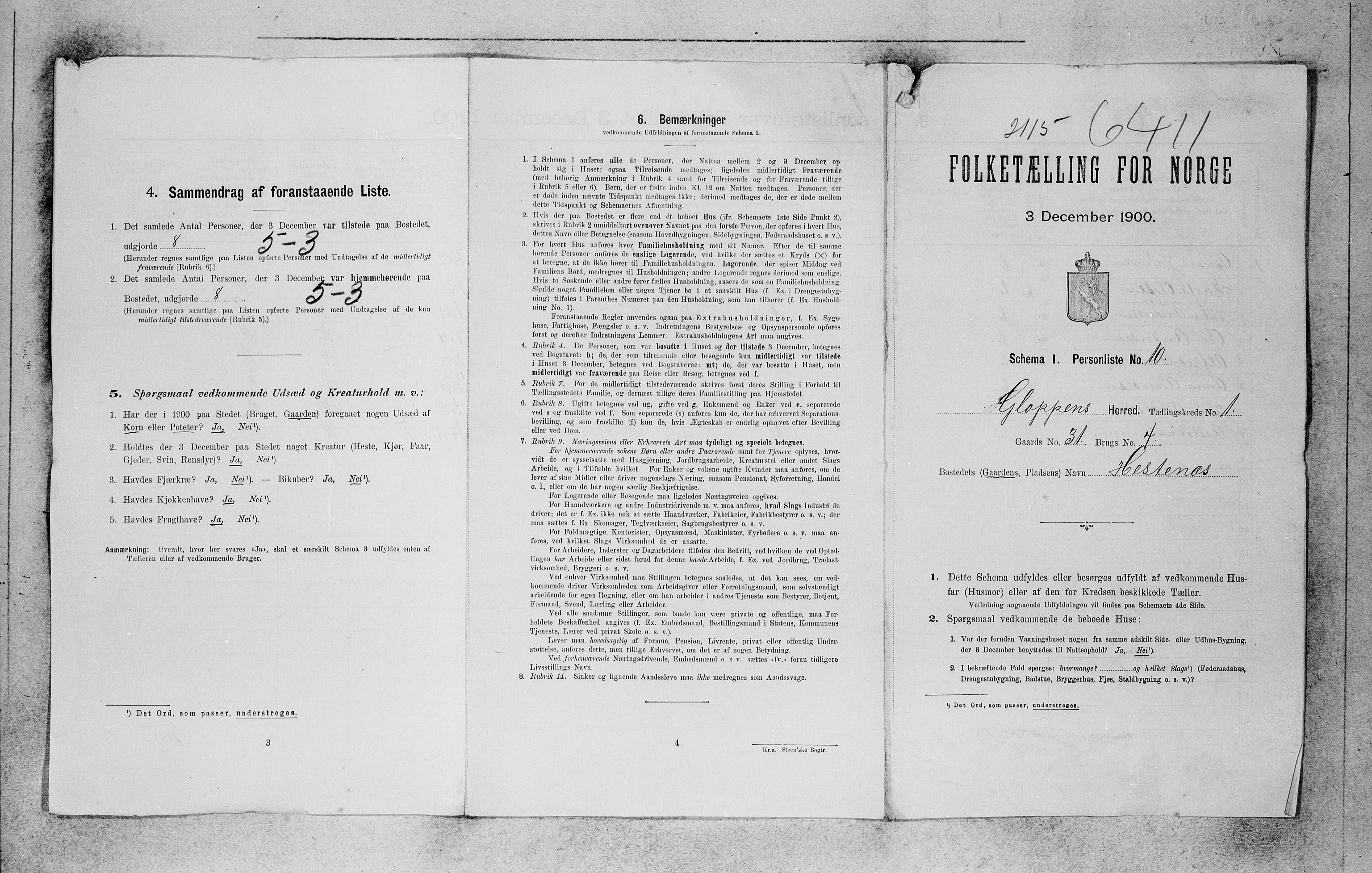 SAB, 1900 census for Gloppen, 1900, p. 22