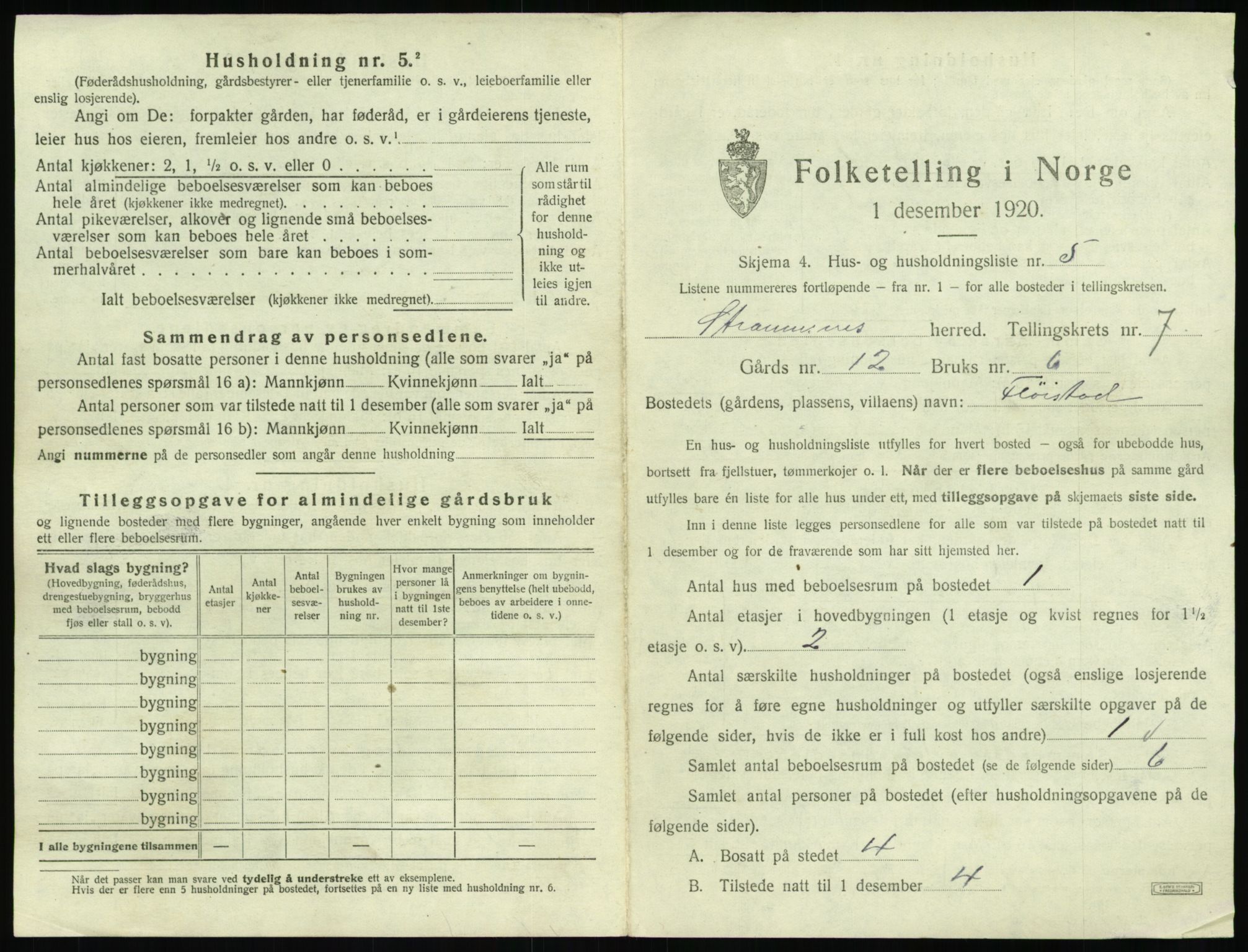 SAT, 1920 census for Straumsnes, 1920, p. 419