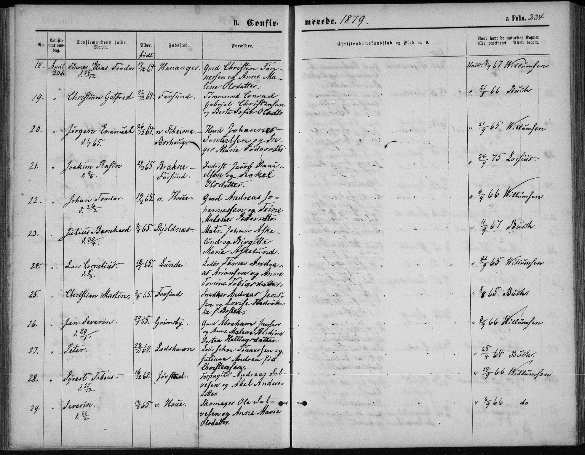 Lista sokneprestkontor, AV/SAK-1111-0027/F/Fb/L0004: Parish register (copy) no. B 4, 1877-1891, p. 234